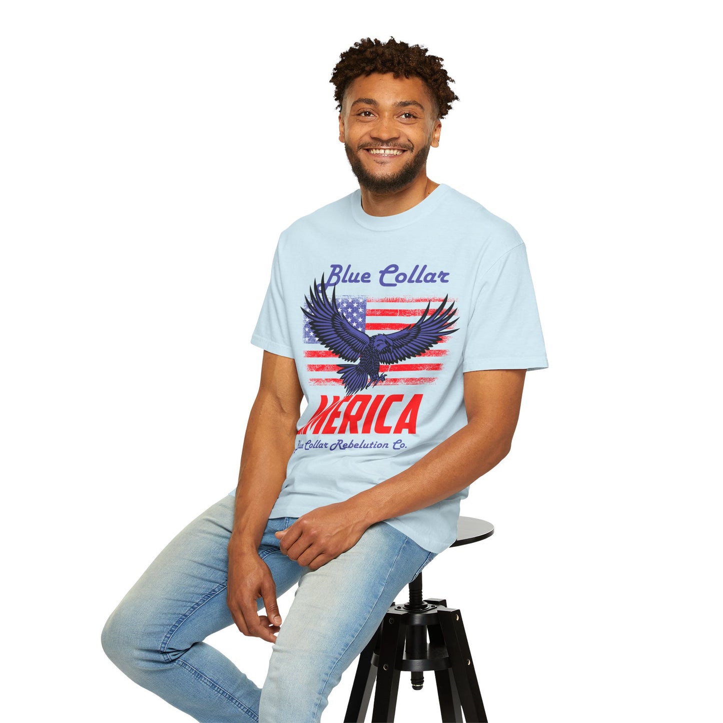 Unisex American Eagle Graphic Tee - Perfect for Patriotic Events, Casual Wear, 4th of July Gatherings, Gifts for Blue Collar Workers - 13695