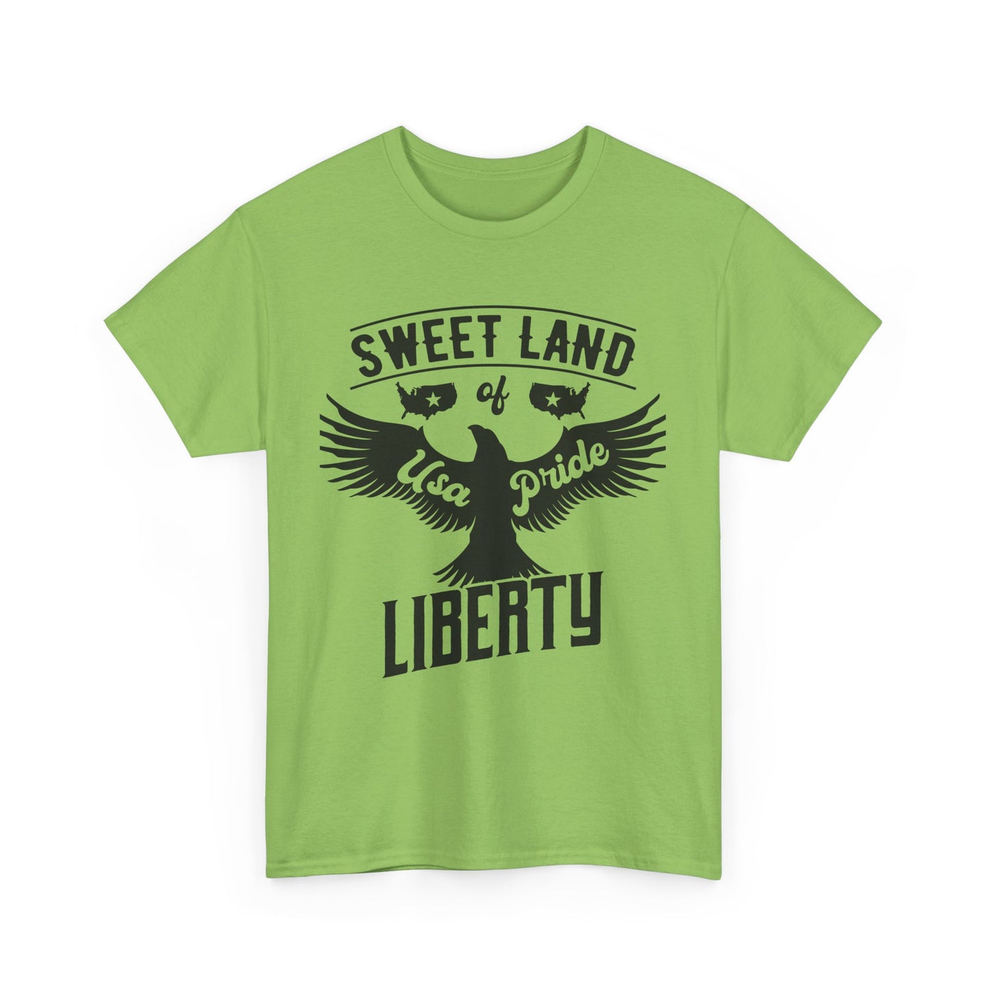 Sweet Land of Liberty Design, Unisex Heavy Cotton Tee: Patriotic T-shirt, Gift for Freedom Lovers, Casual Wear, Independence Day Shirt - 13492