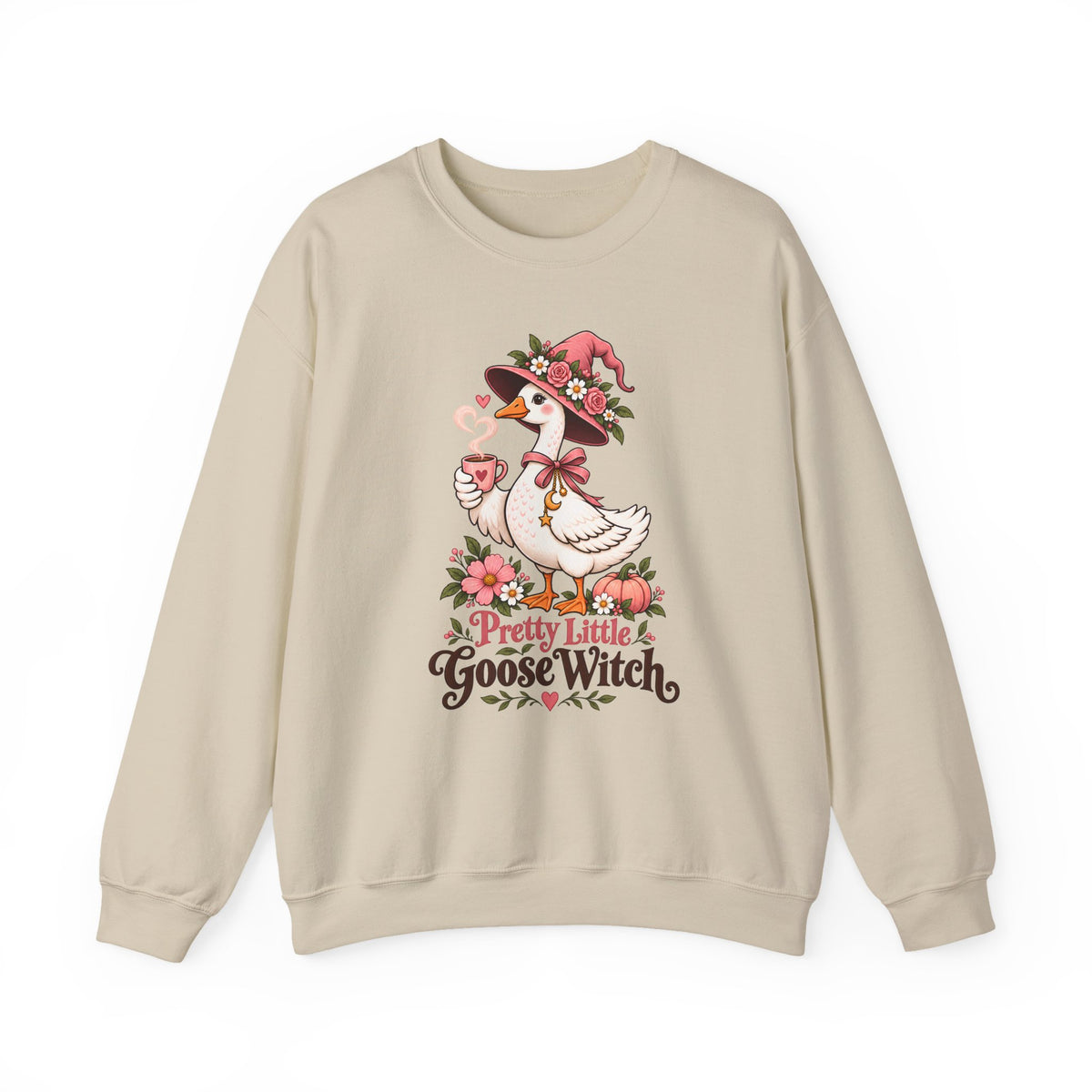 Pretty Little Goose Witch Sweatshirt, Cute Floral Halloween Crewneck - 14532
