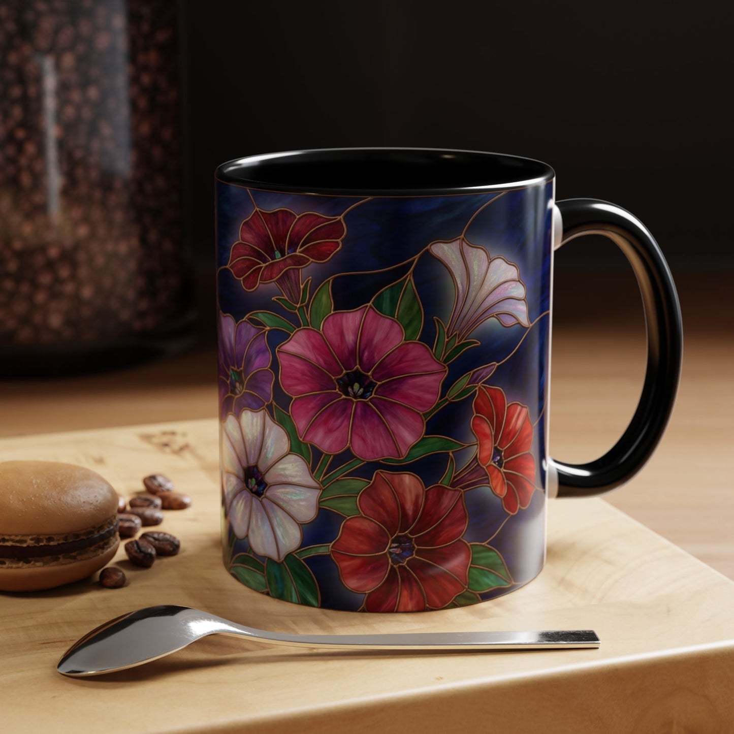 Petunia Floral Accent Coffee Mug – Stained-Glass  Design (11/15oz) - 14581