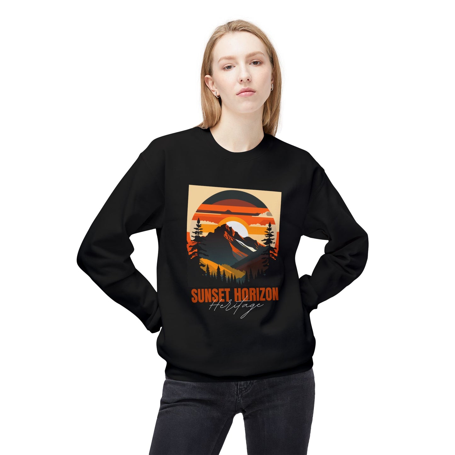 Sunset Horizon - Unisex Midweight Softstyle Fleece Crewneck Sweatshirt - 10621