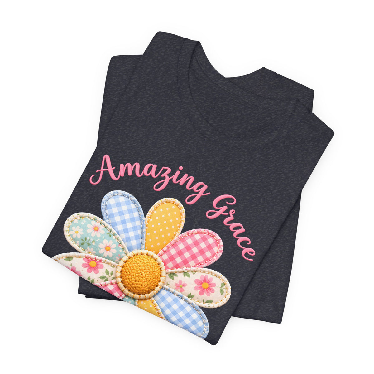 Amazing Grace Daisy T-Shirt, “How Sweet the Sound” Floral Christian Tee - 14992