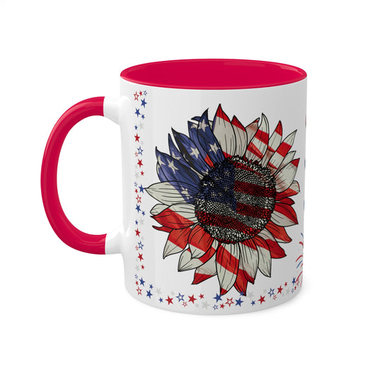 July 4, Red & Blue, Colorful Mugs, 11oz