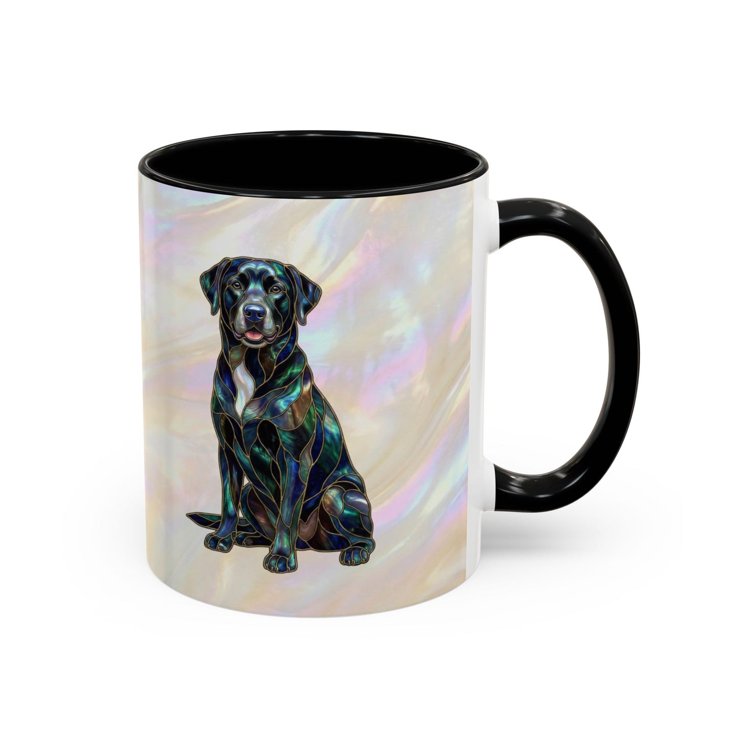 Black Labrador Accent Coffee Mug -Stained Glass Style (11/15oz) 14618