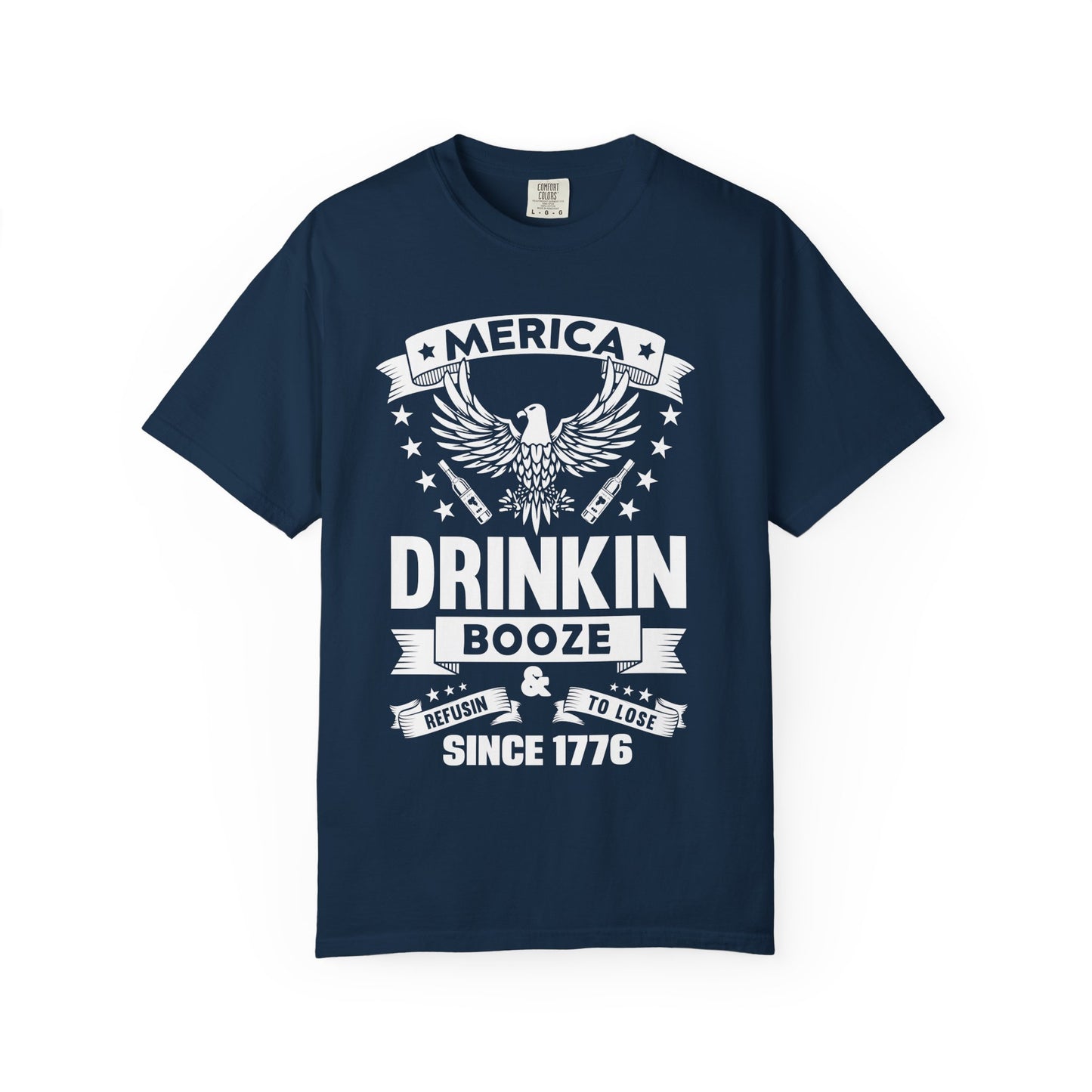 Patriotic Graphic Tee, Unisex Vintage T-shirt, Amerca Drinking Booze Shirt, Independence Day Gift, Casual Wear, Freedom Fashion - 13788