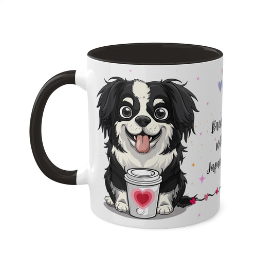 Brewing Joy with my Japanese Chin - Colorful Mugs, 11oz