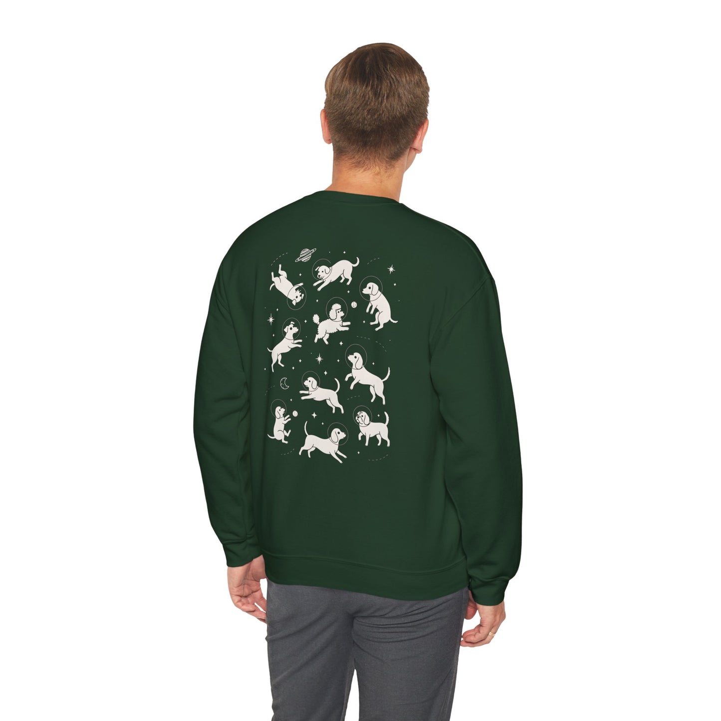 Dog in Space Crewneck Sweatshirt – Space Puppy Graphic Pullover - 14678
