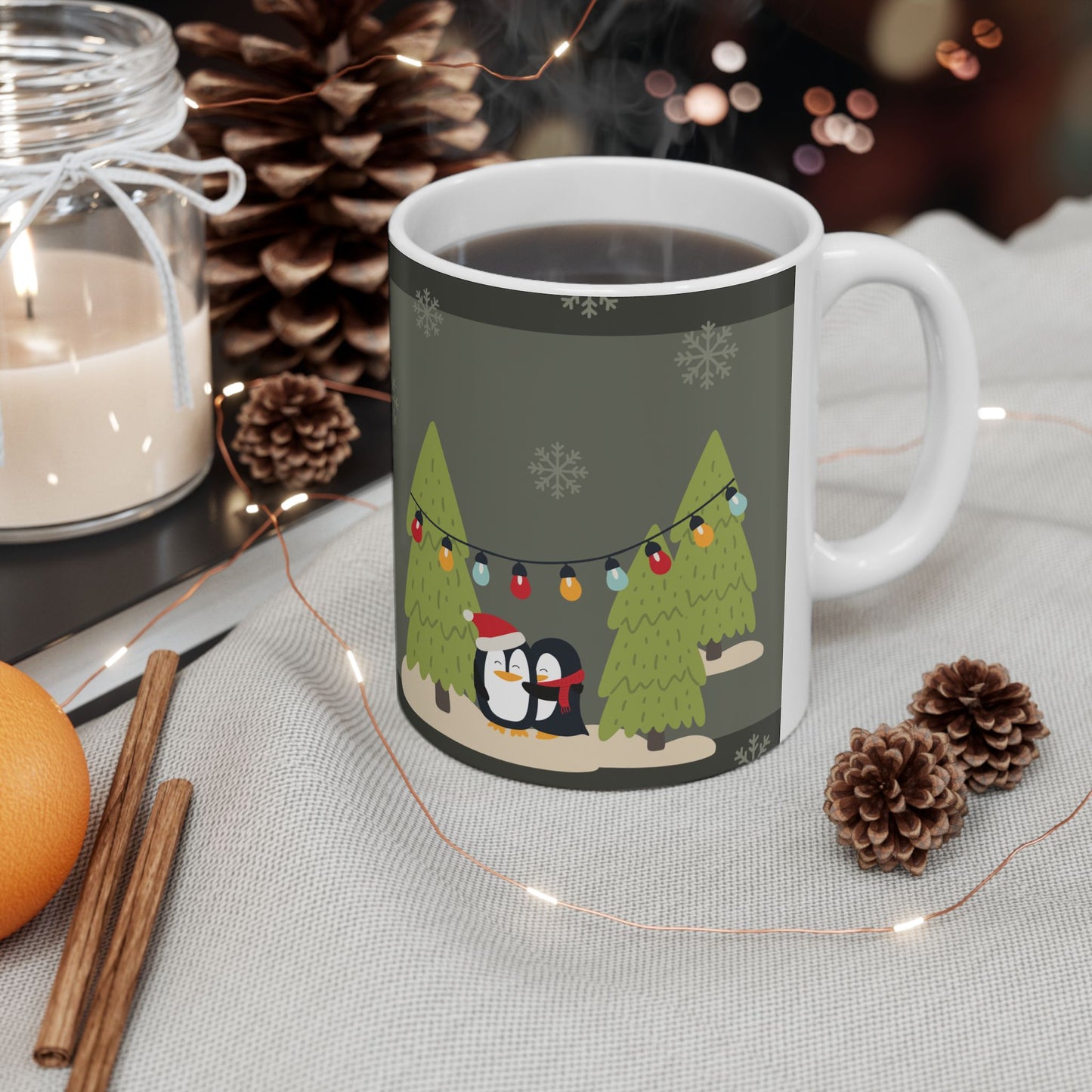 Dog & Penguins, Merry Christmas - Ceramic Mug, (11oz, 15oz) - 10912