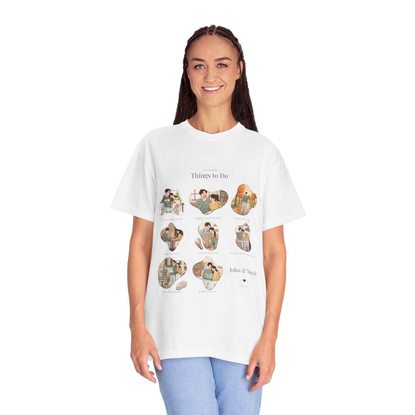 Our Favourite Things to Do Together – Personalised Valentine’s Illustration T-Shirt Gift - 14721