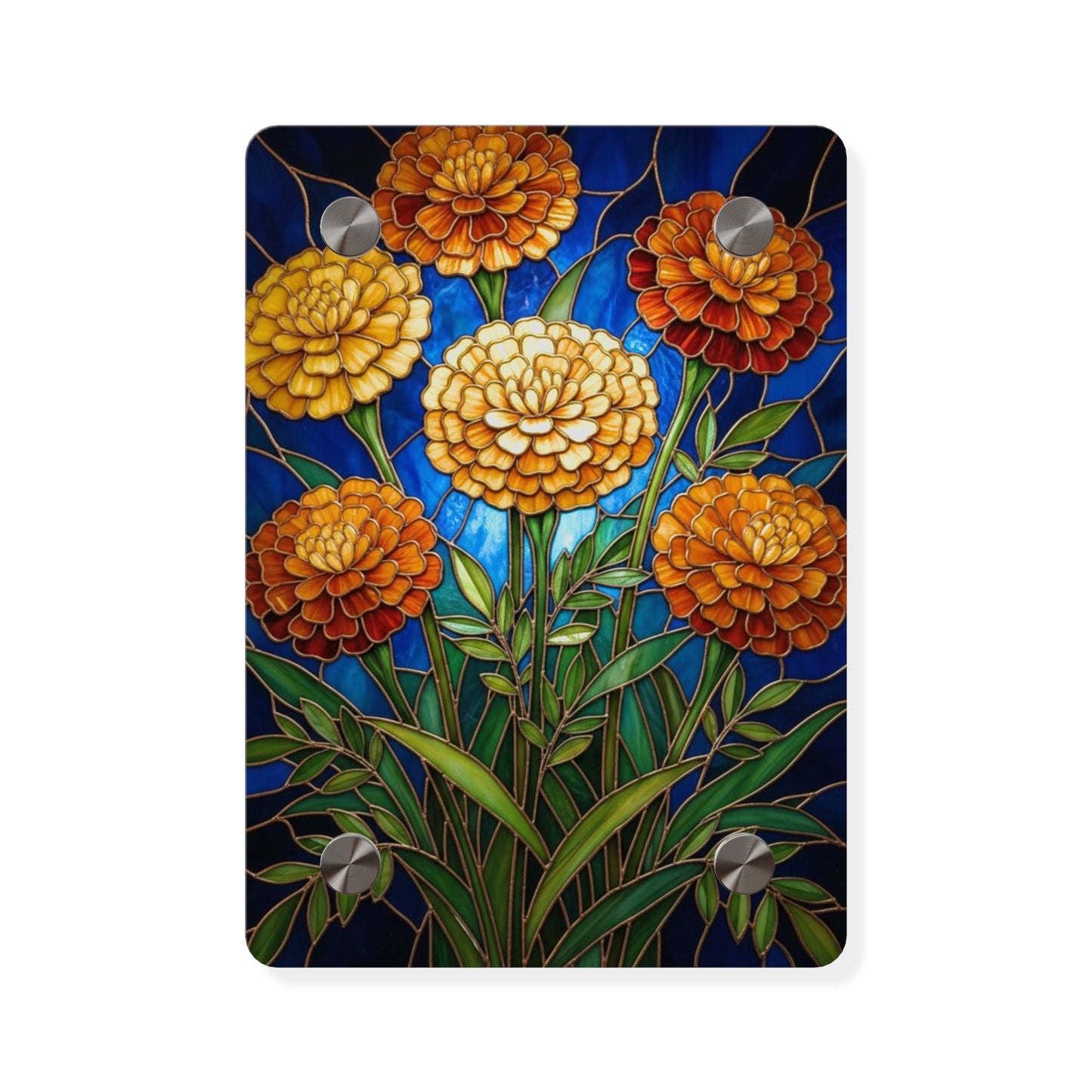 Marigold Bloom Acrylic Wall Art Panel — Botanical Floral Home Decor - 14608