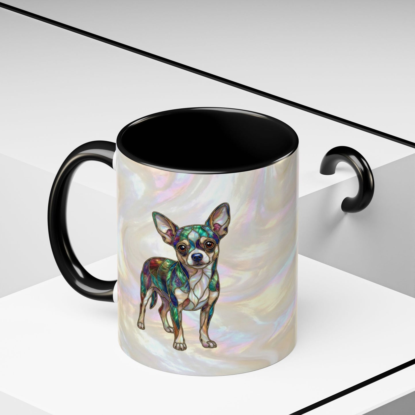 Chihuahua Accent Coffee Mug -Stained Glass Style (11/15oz) - 14625