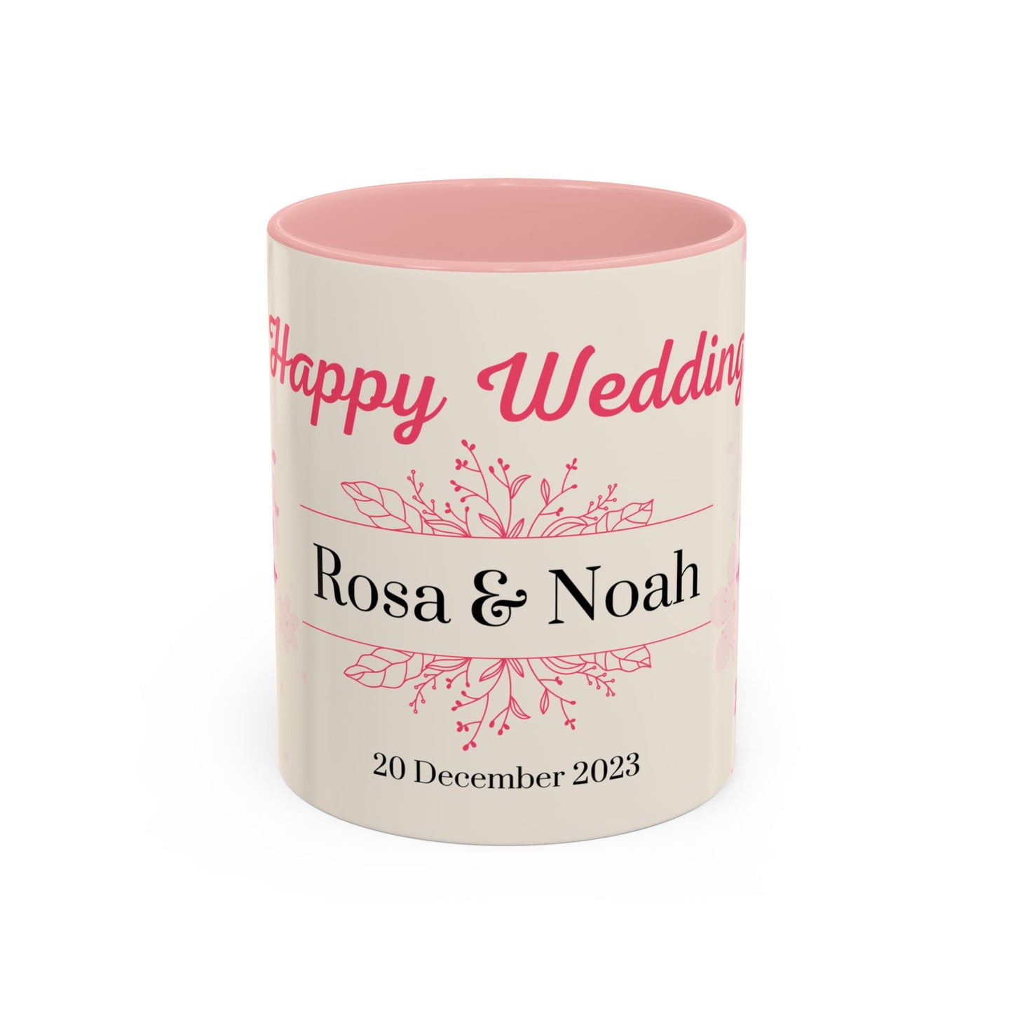 Happy Wedding, Names, Cutomizable - Accent Coffee Mug (11, 15oz) - 10921