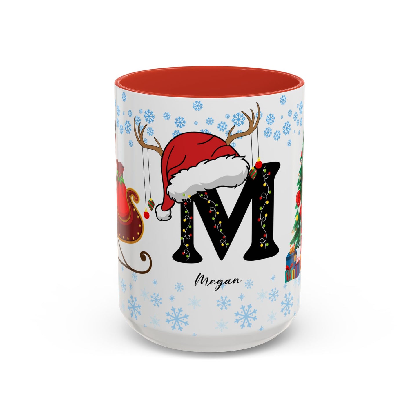 Christmas Letter M for Megan, Customizable - Accent Coffee Mug (11, 15oz)