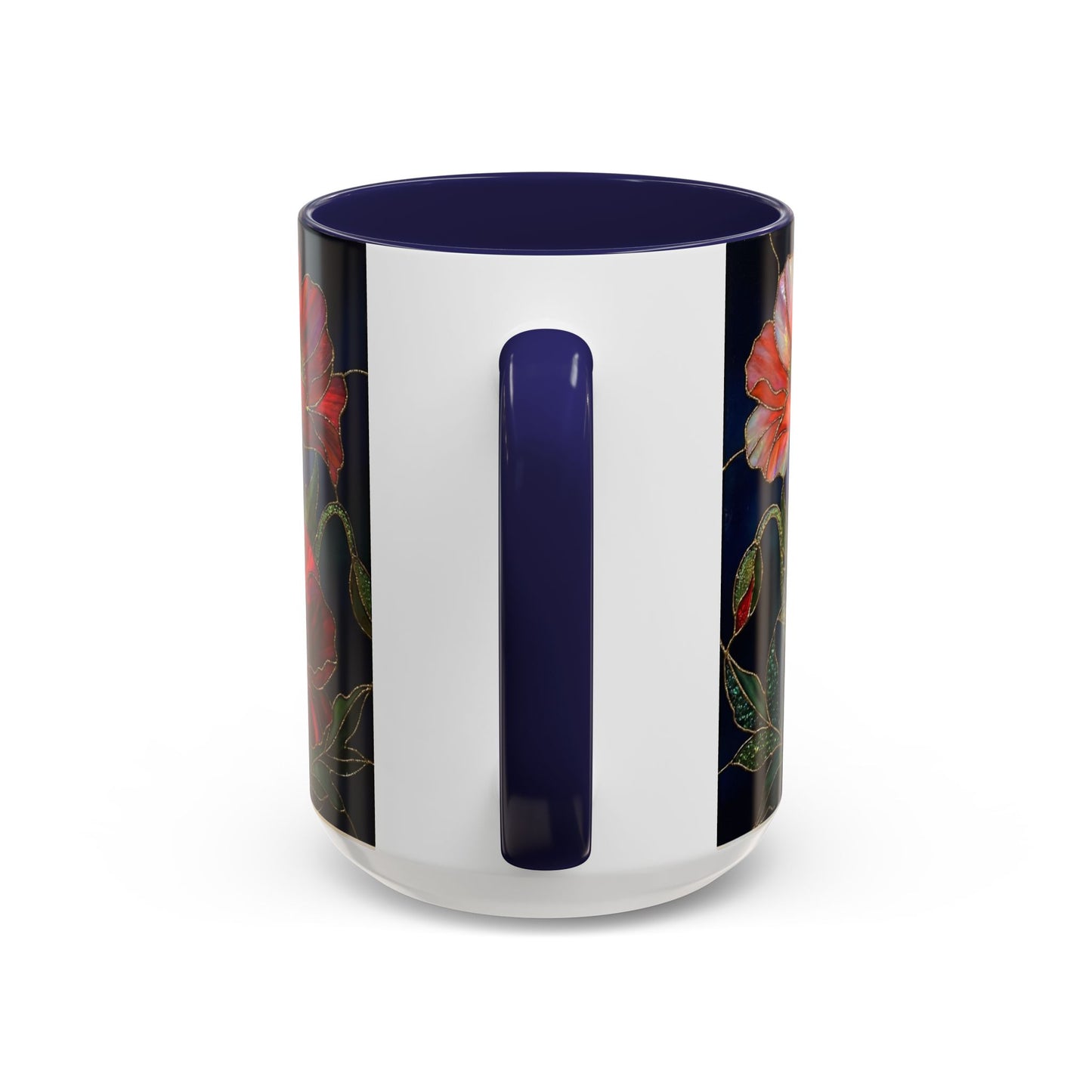 Poppy Floral Accent Coffee Mug — Stained Glass Design 11/15oz - 14582