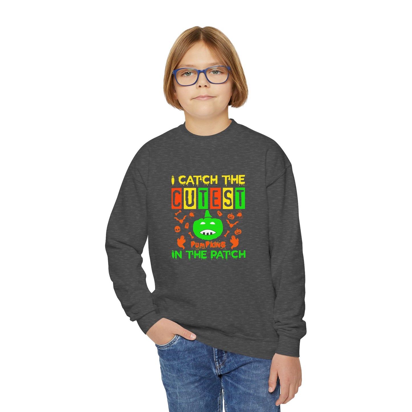 I Catch The Cutest Pumpkins In The Patch  - Youth Crewneck Sweatshirt