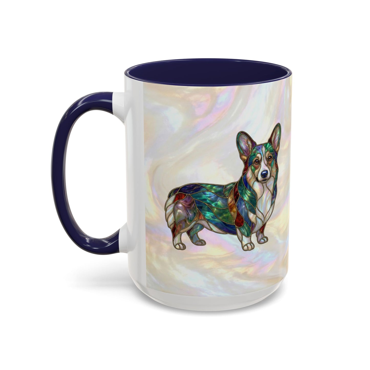 Corgi Accent Coffee Mug -Stained Glass Style (11/15oz) - 14627