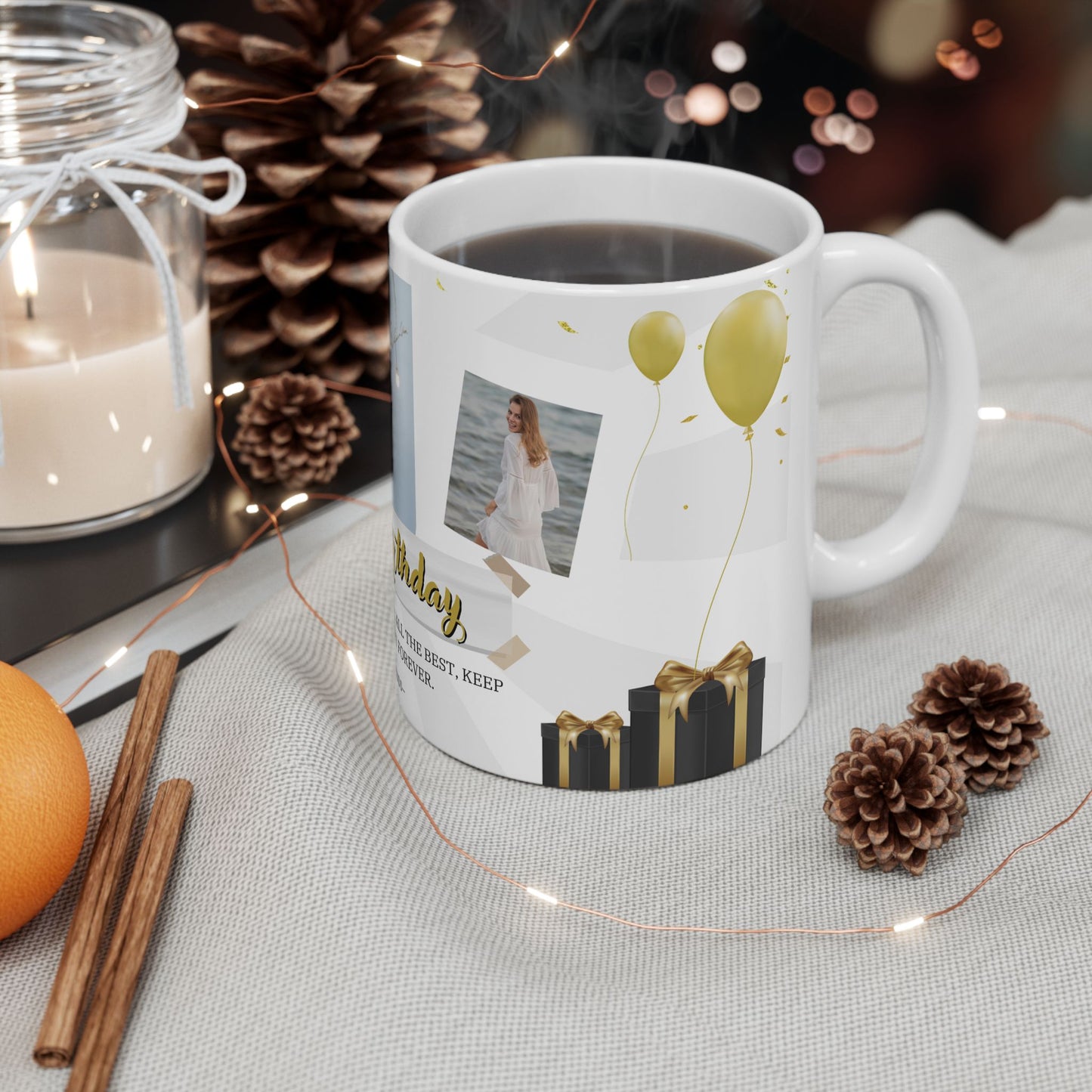 Happy Birthday Ceramic Mug - Personalized Gift for Friends, Family, Coffee Lovers, Celebrations - 13986