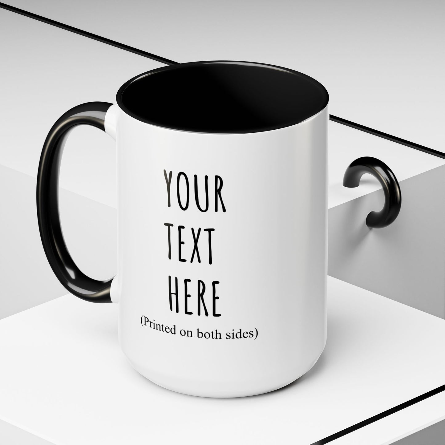 Personalized Accent Coffee Mug – Custom Text Printed Both Sides (11oz & 15oz) - 14676