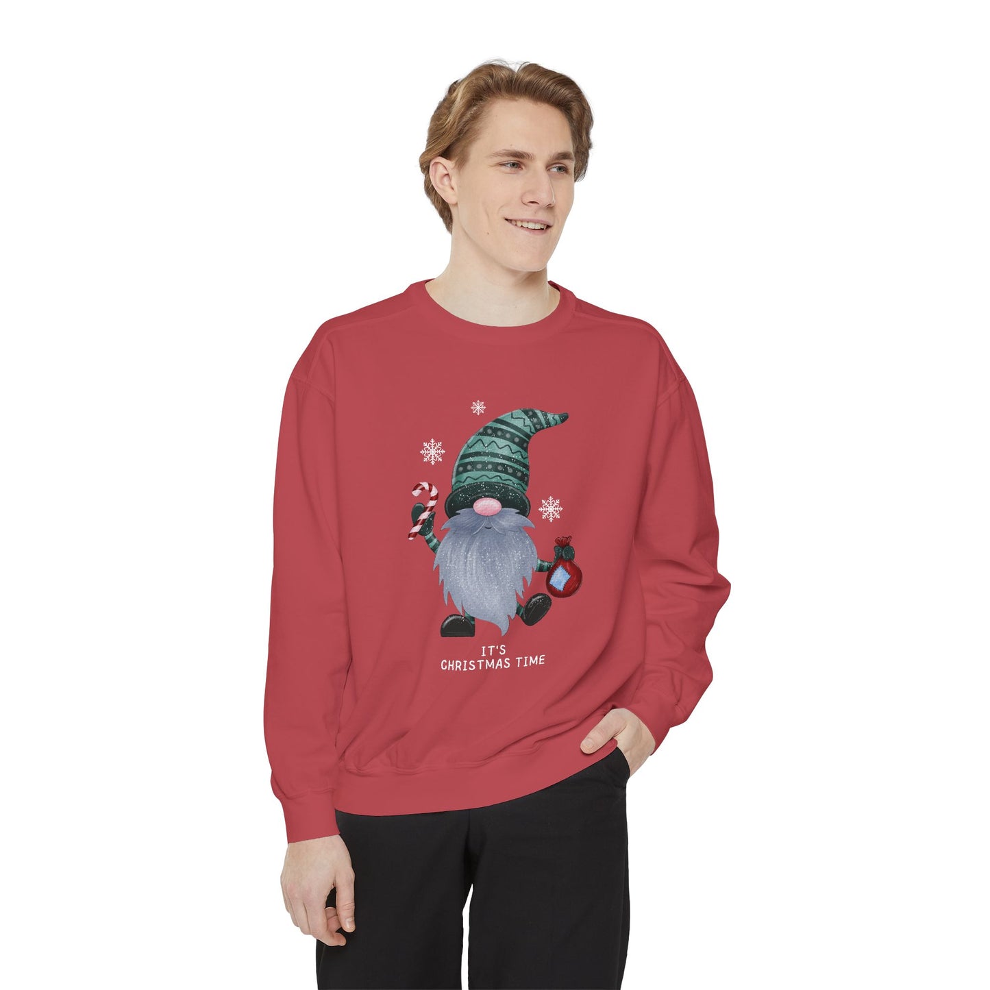 Gnome, It's Christmas Time - Unisex Garment Dyed Sweatshirt - 10507