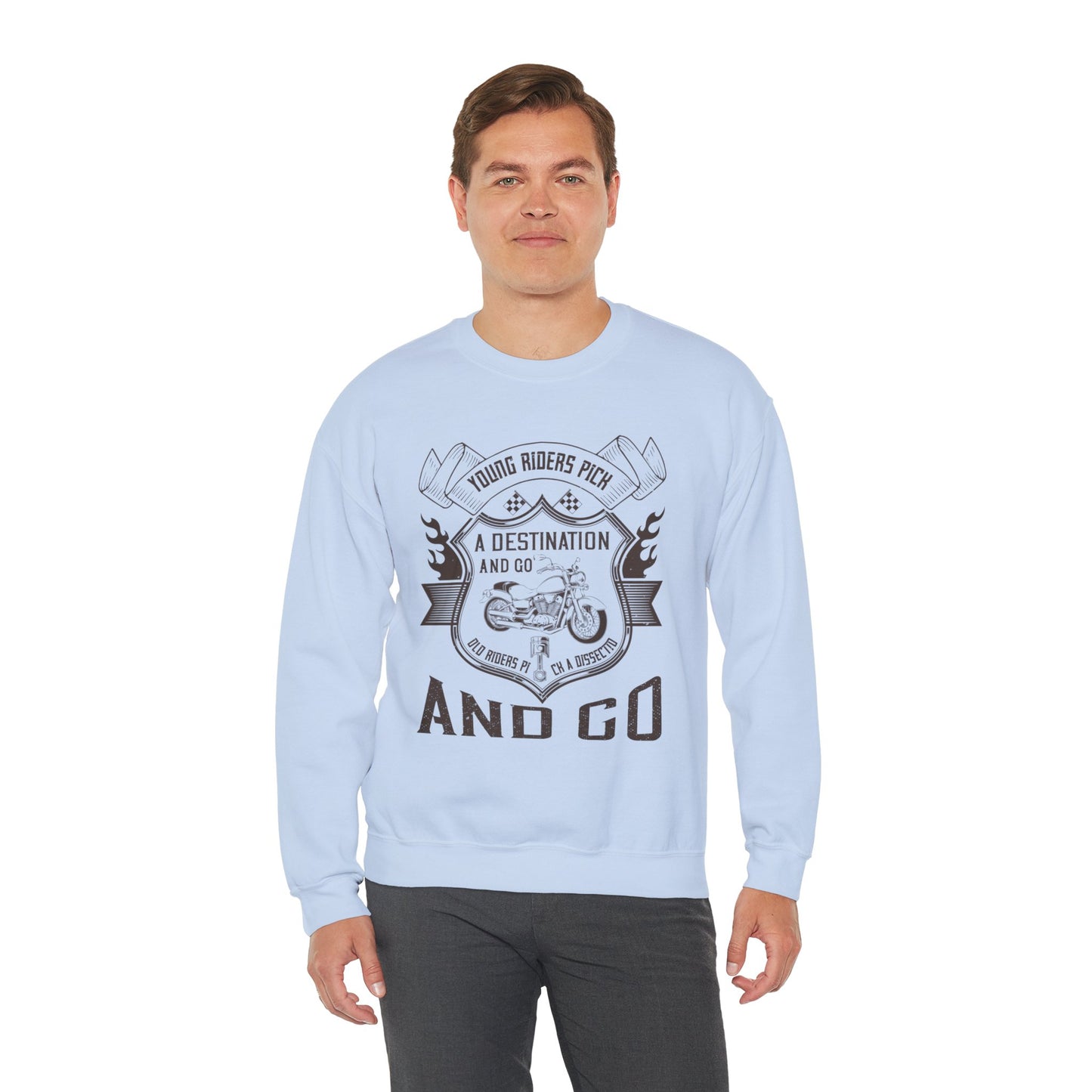 Young Riders Pick a Destination and Go, Old Riders Pick a Dissection and Go - Unisex Heavy Blend™ Crewneck Sweatshirt