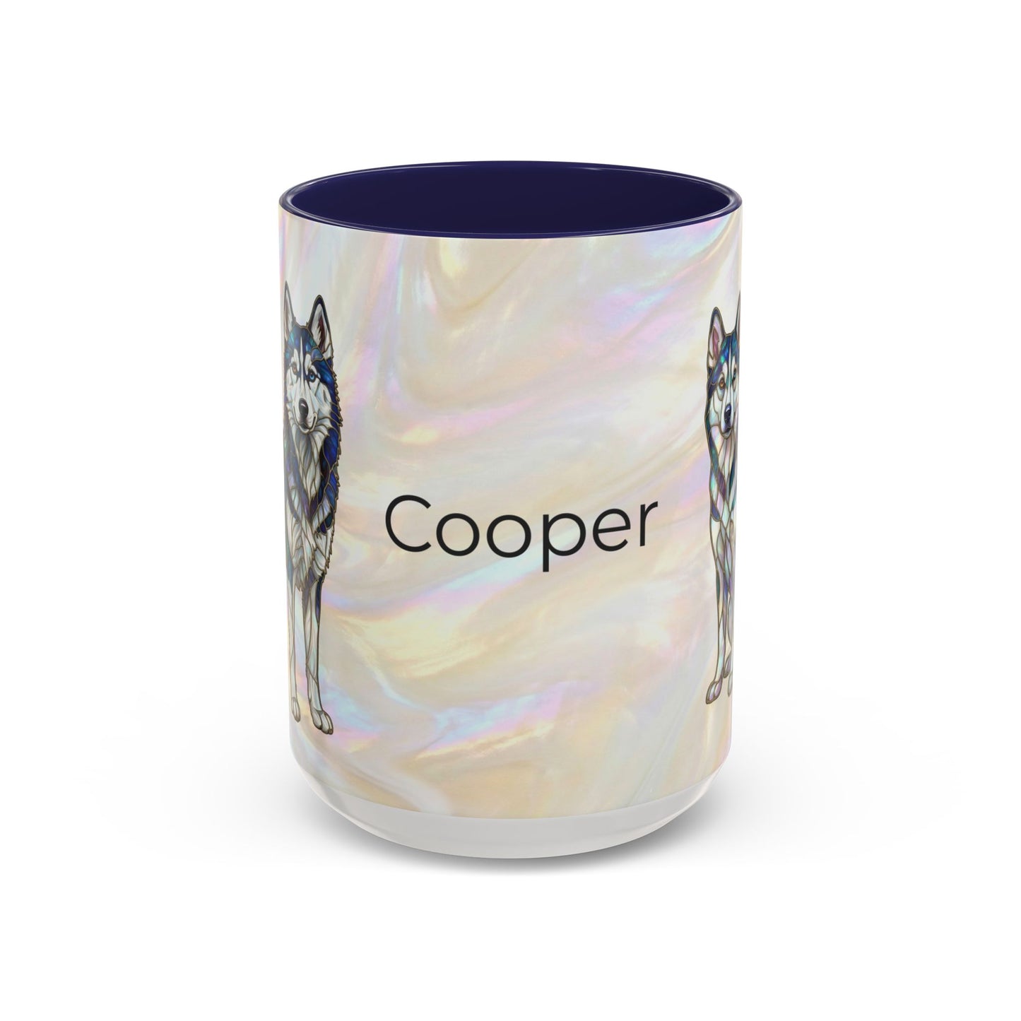 Personalized Husky Accent Coffee Mug – Stained Glass Design (11/15oz) - 14543