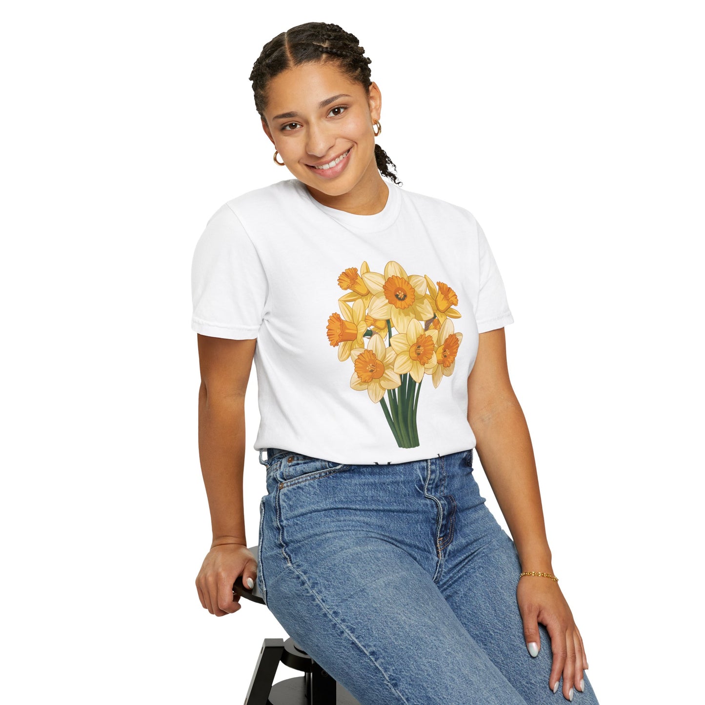 March Birth Flower T-Shirt – Daffodil Floral Birthday Tee for Women - 14794