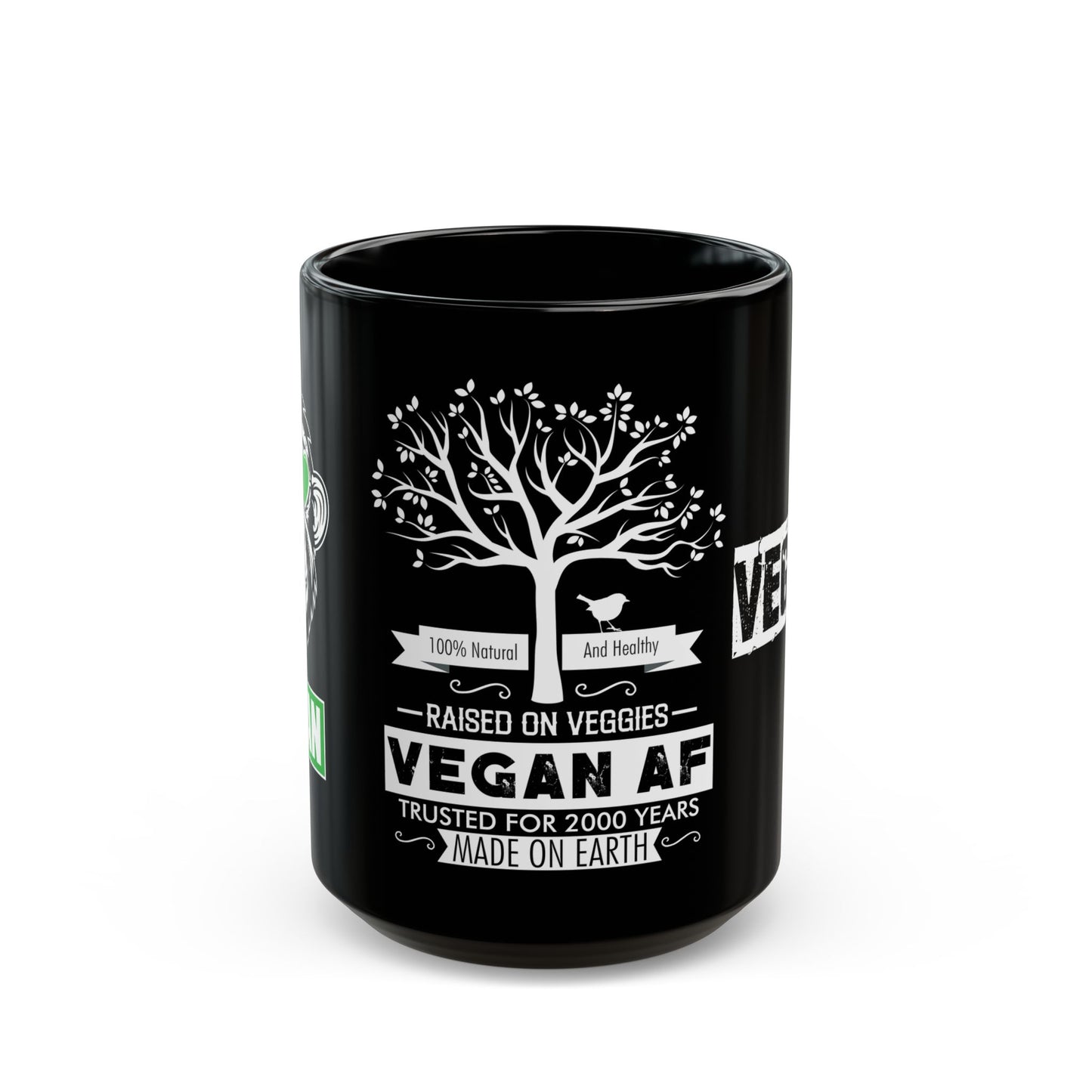 100% Natural & Healthy, Raised by Veggies - Black Mug (11oz, 15oz)