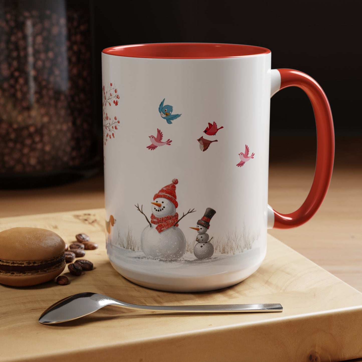 Winter Tree, Snowman & Puppy - Accent Coffee Mug (11, 15oz) - 10406