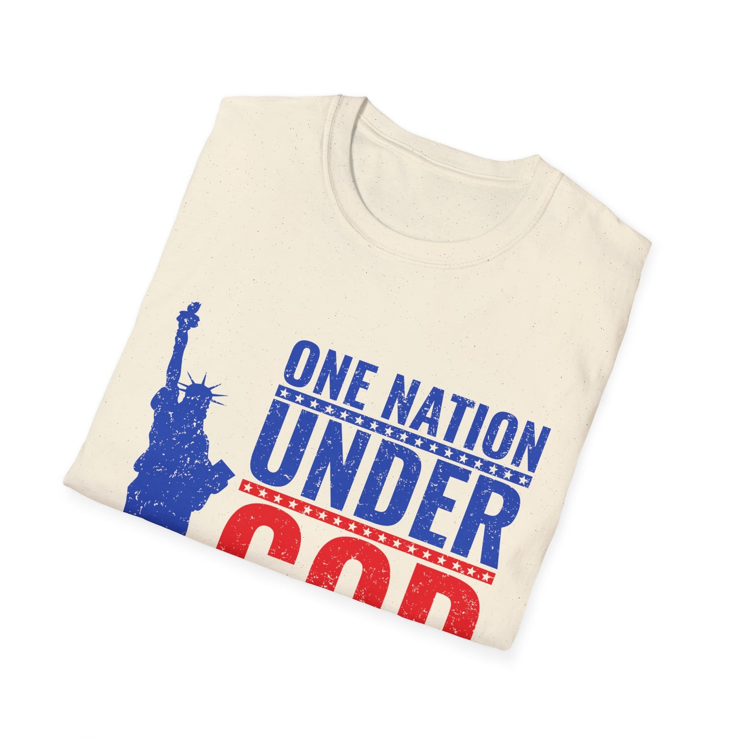 One Nation Under God, Patriotic Softstyle T-Shirt - Independence Day Tee, Fourth of July Shirt, Unisex Comfort Wear, Gift for Veterans - 13494