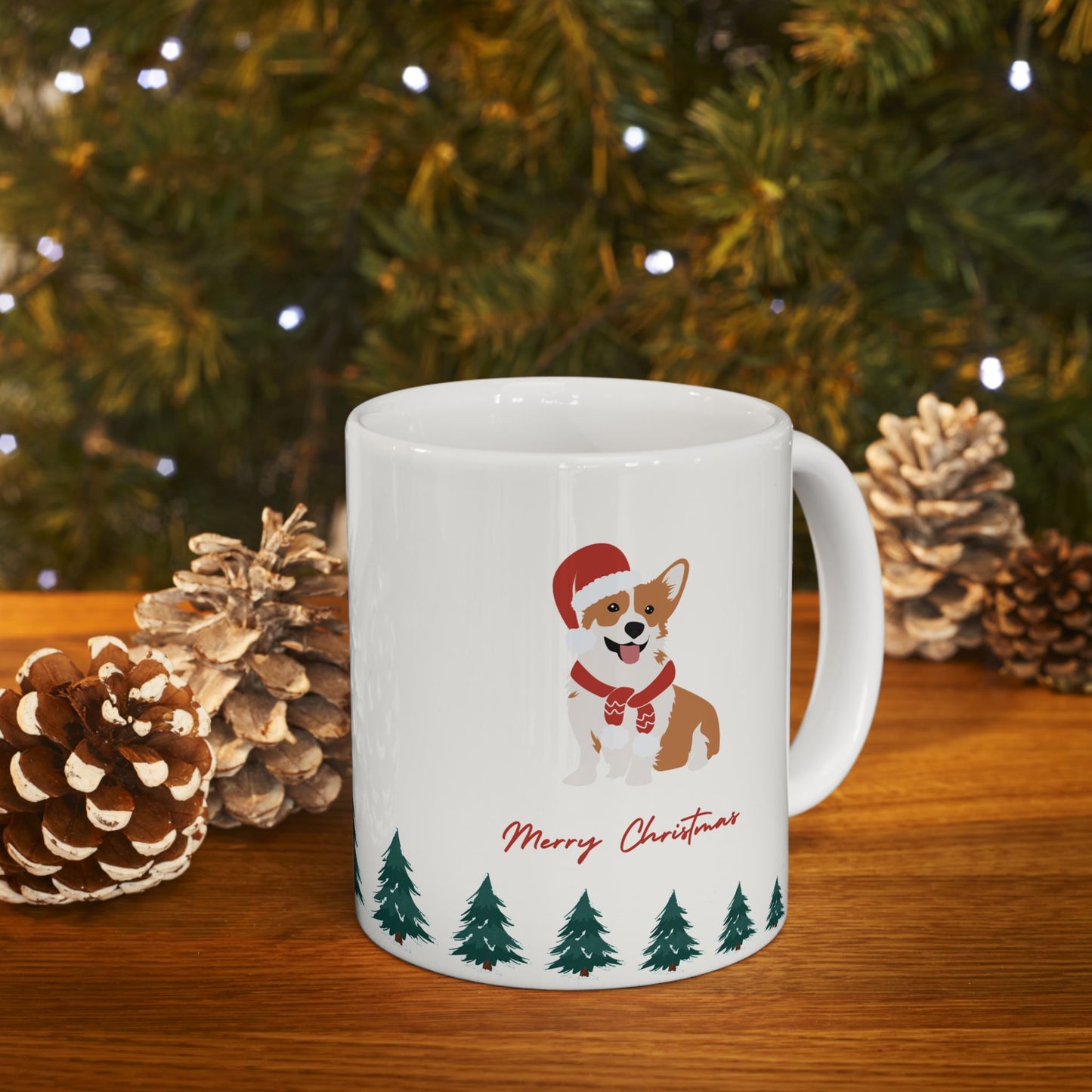 Santa & Dog, Merry Christmas - Ceramic Mug, (11oz, 15oz) - 10911