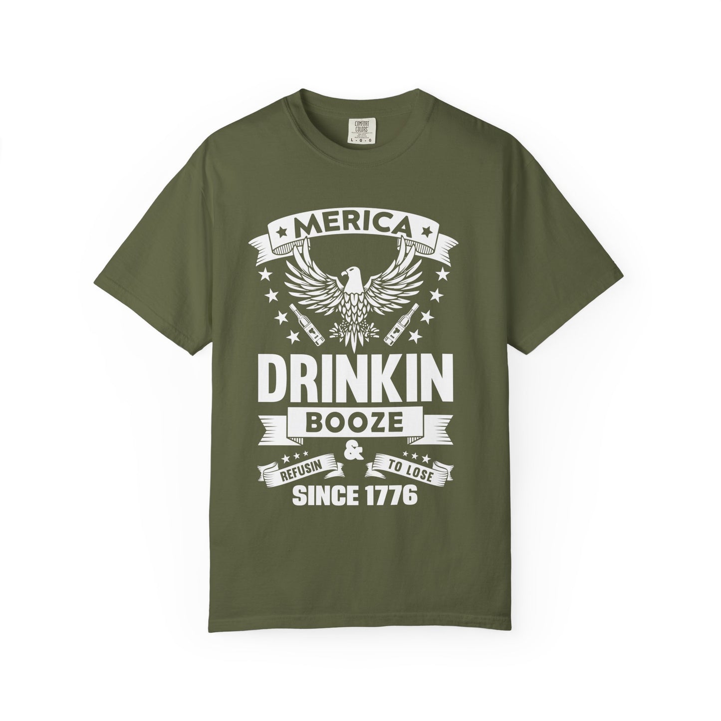 Patriotic Graphic Tee, Unisex Vintage T-shirt, Amerca Drinking Booze Shirt, Independence Day Gift, Casual Wear, Freedom Fashion - 13788