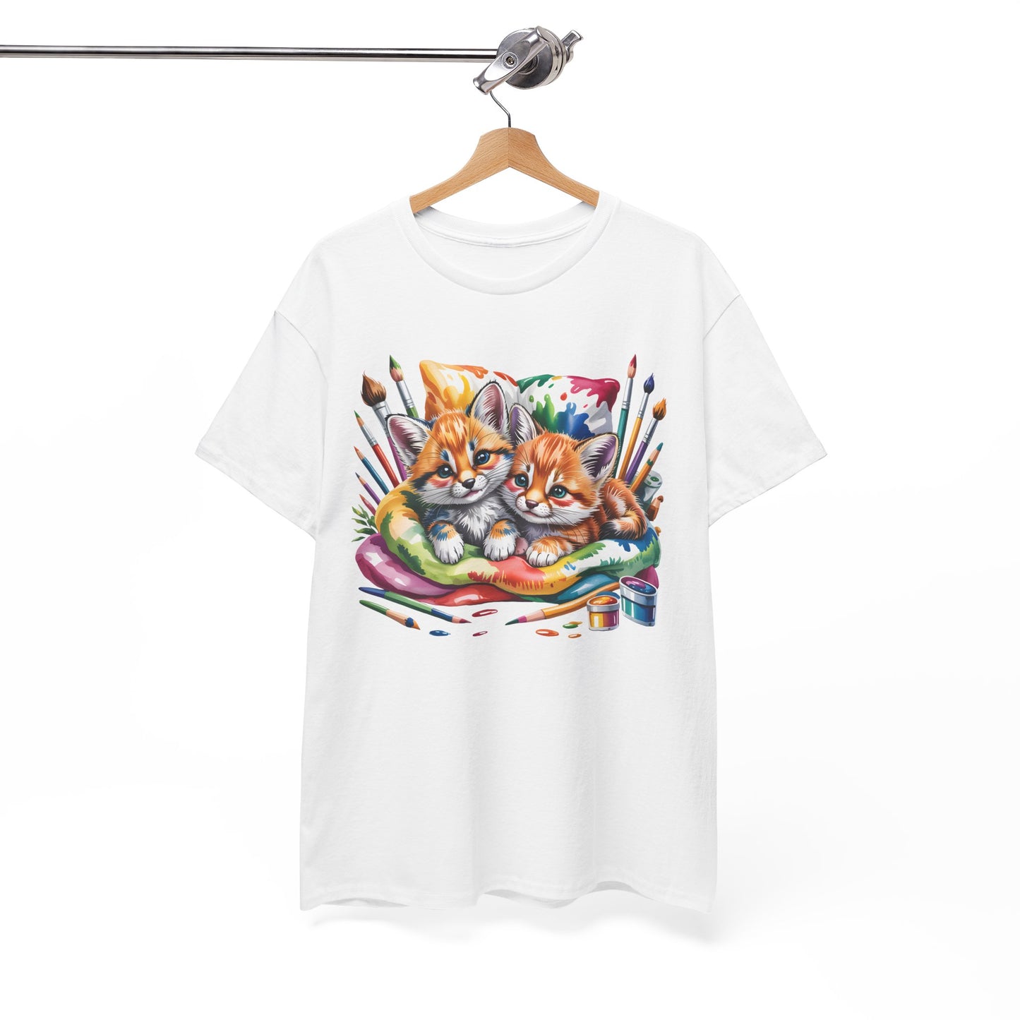 Artist Kittens T-Shirt — Cute Painting Cats Graphic Tee, Cat Lover Gift - 14866