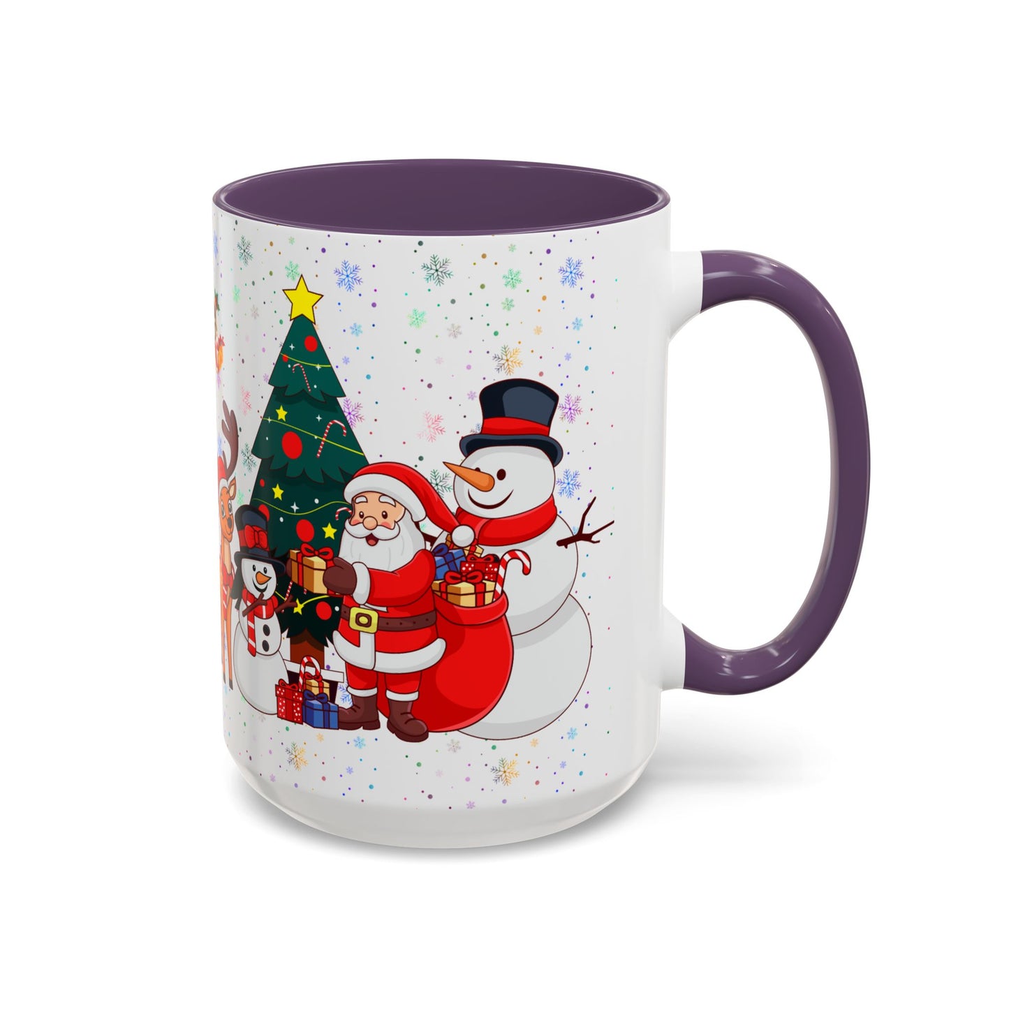 Christmas Party, Santa, Snowman, Reindeer - Accent Coffee Mug (11, 15oz) - 10426