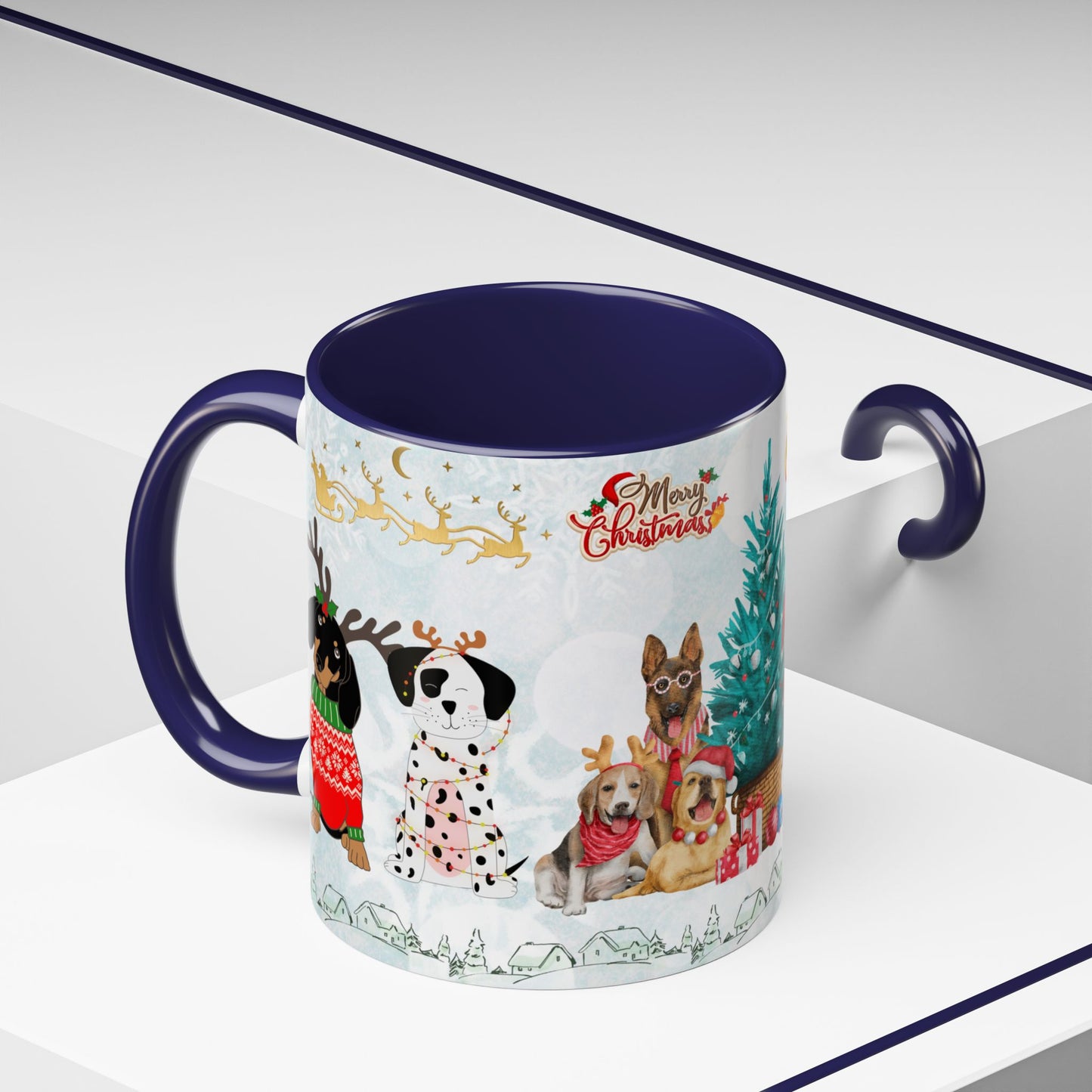 Merry Christmas Dogs - Accent Coffee Mug (11, 15oz)