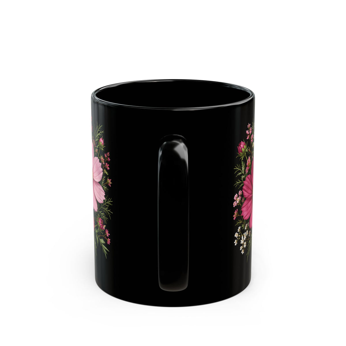October Birth Flower Mug, Personalized Cosmos Black Coffee Cup - 14980