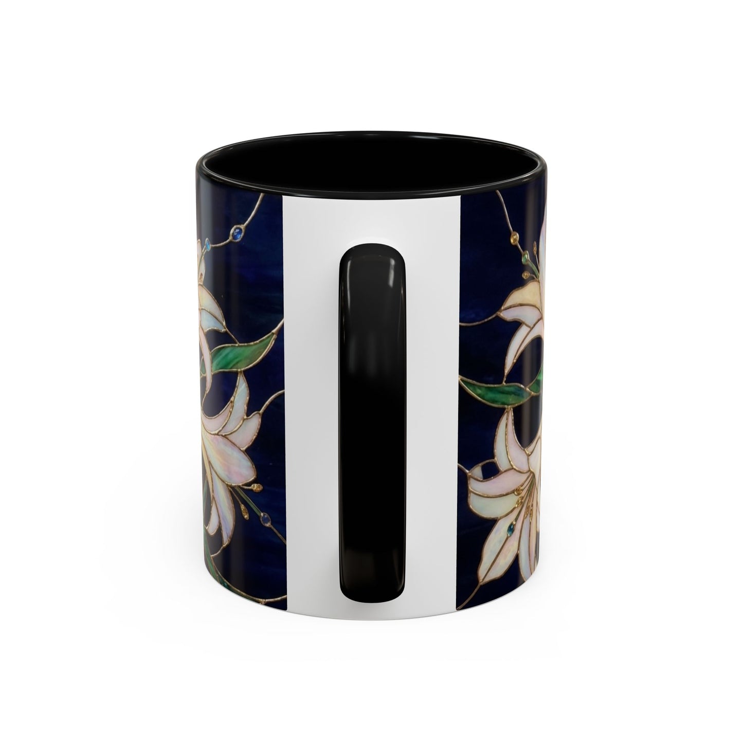Lily Floral Accent Coffee Mug — Stained Glass Style 11/15oz - 14575