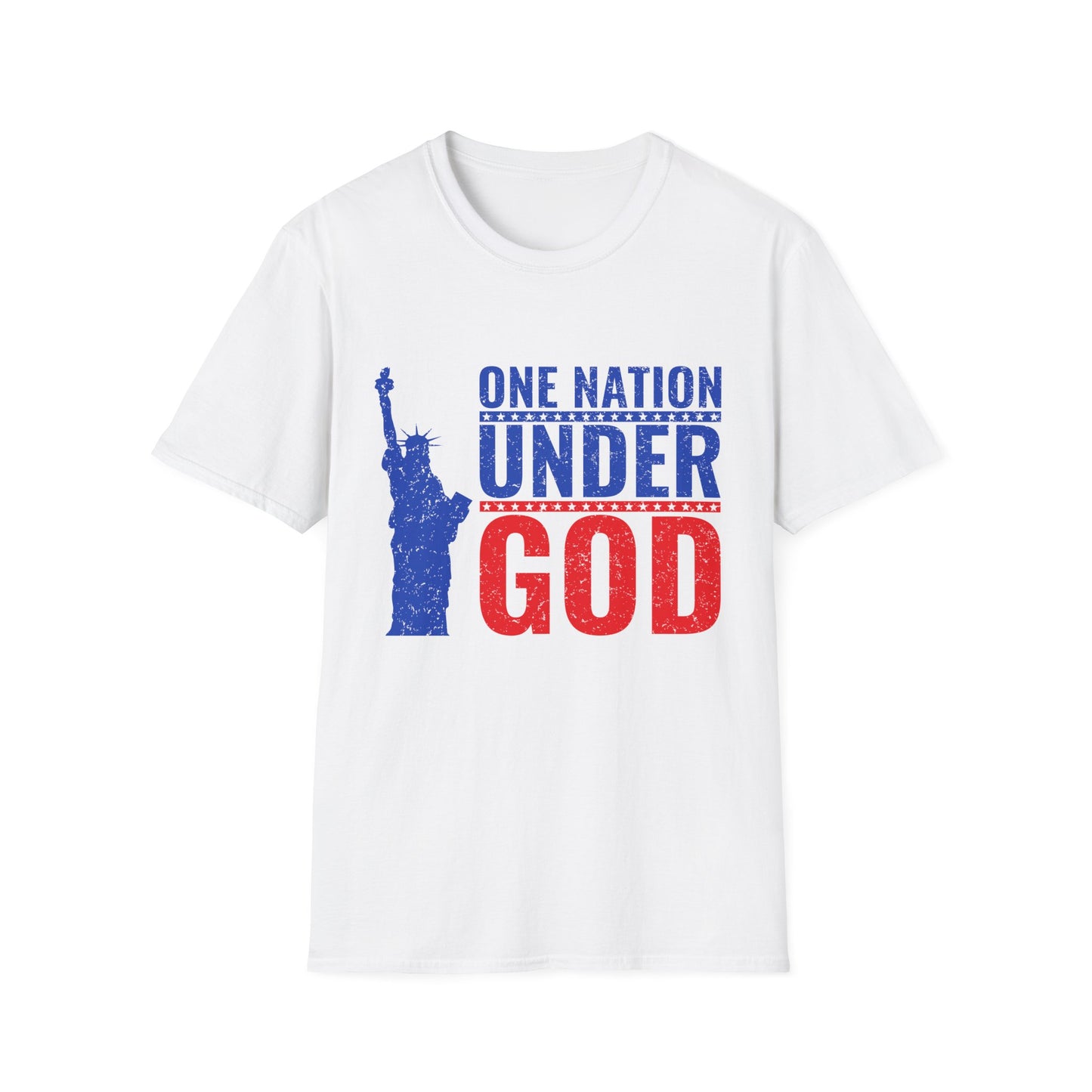 One Nation Under God, Patriotic Softstyle T-Shirt - Independence Day Tee, Fourth of July Shirt, Unisex Comfort Wear, Gift for Veterans - 13494