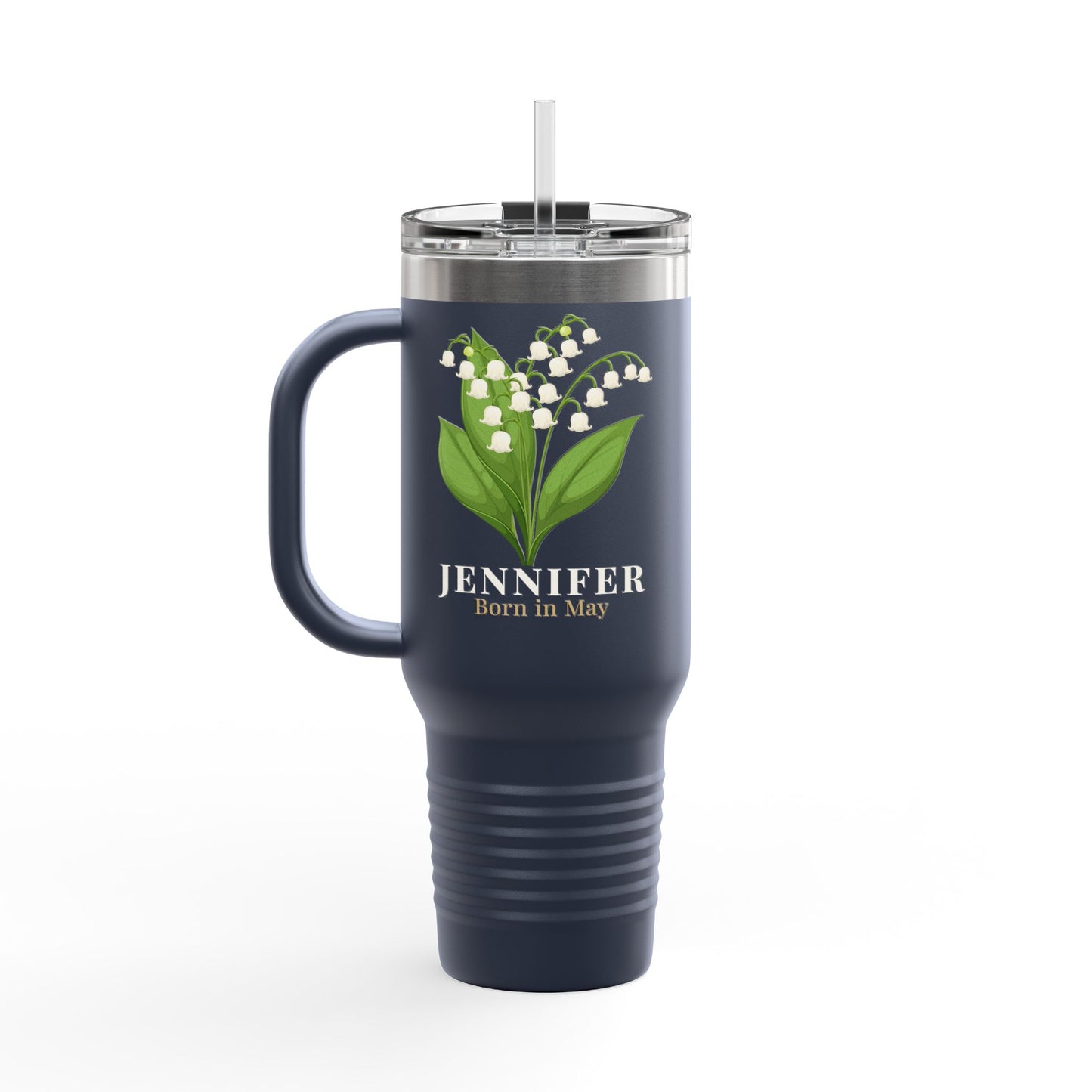 Personalized Lily of the Valley 40oz Tumbler | Custom Name Insulated Travel Mug - 14897