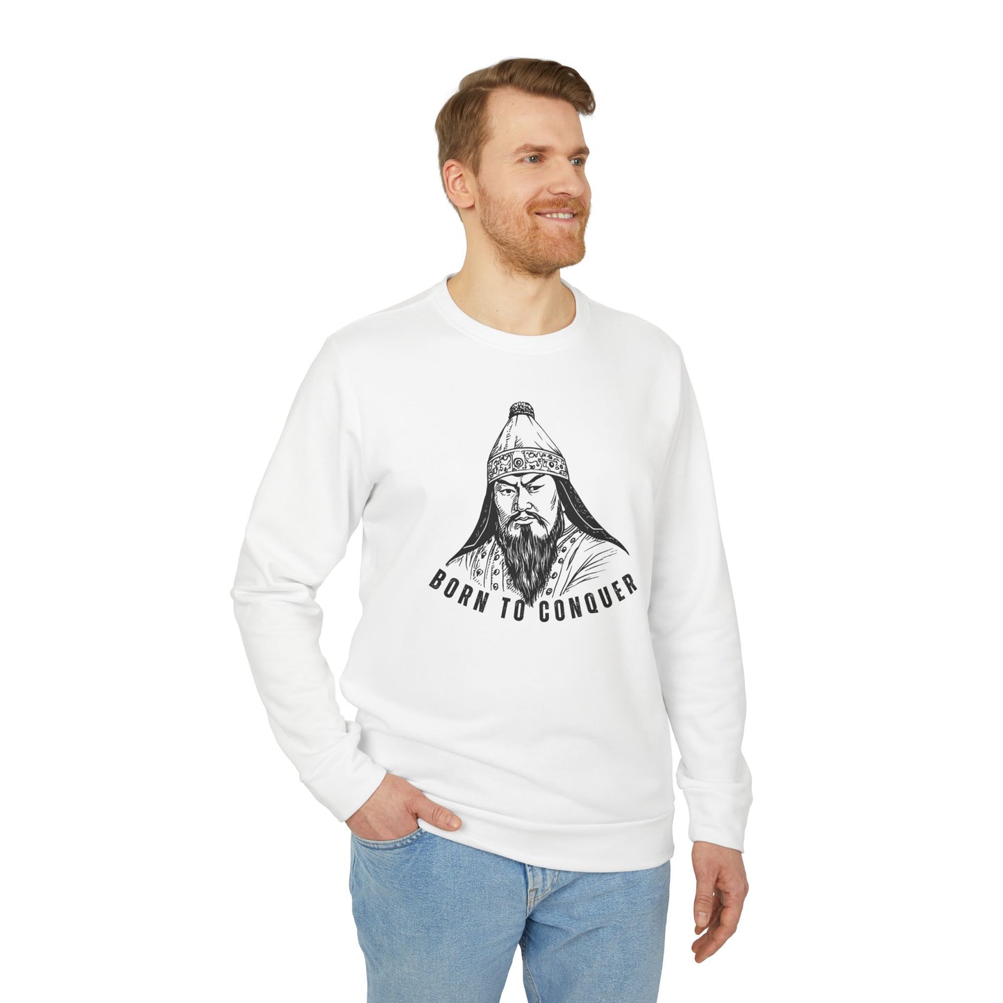 Mongolia: Chinggis Khan, Born To Conquer - Adidas Unisex Fleece Crewneck Sweatshirt - 10740