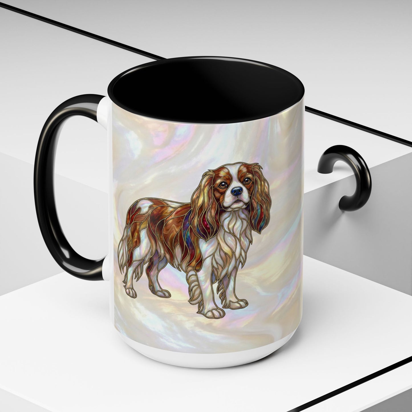 Cavalier King Charles Accent Coffee Mug -Stained Glass Style (11/15oz) - 14624