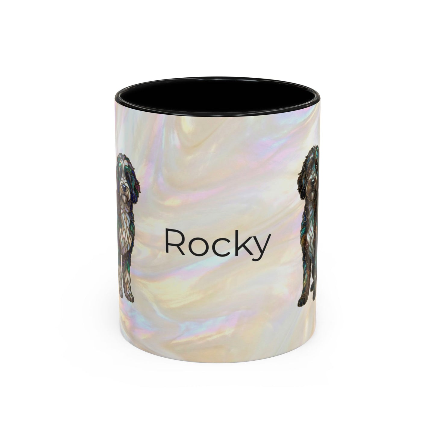 Portuguese Water Dog Accent Coffee Mug — Stained Glass Design (11/15oz) - 14655