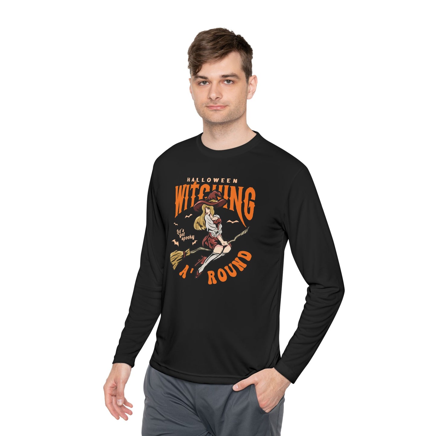 Halloween Witching, Let's Get Spooky Around - Unisex Lightweight Long Sleeve Tee - 13902