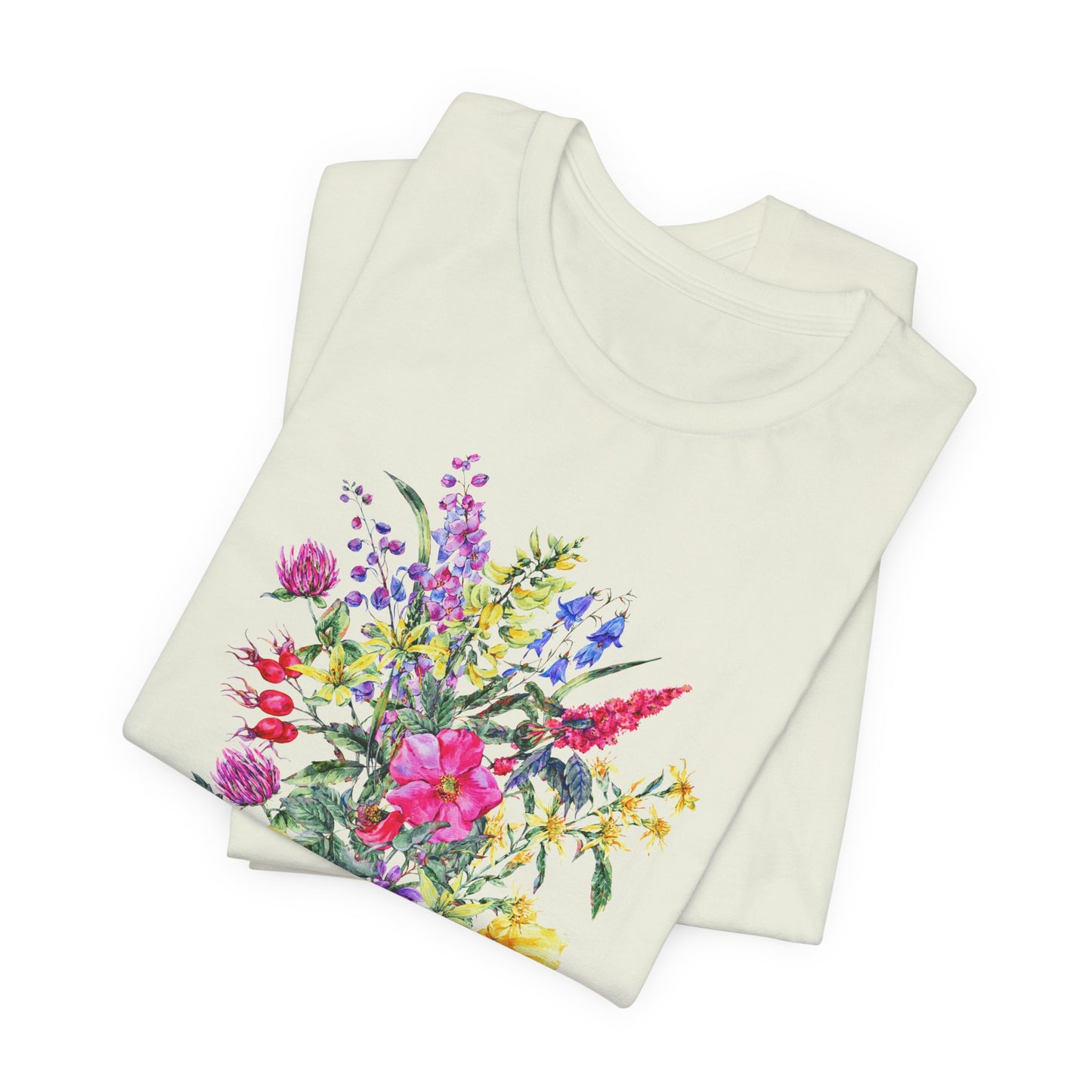 Blooming With Grace Floral T-Shirt, “Rooted in Drama” Watercolor Botanical Tee - 14965