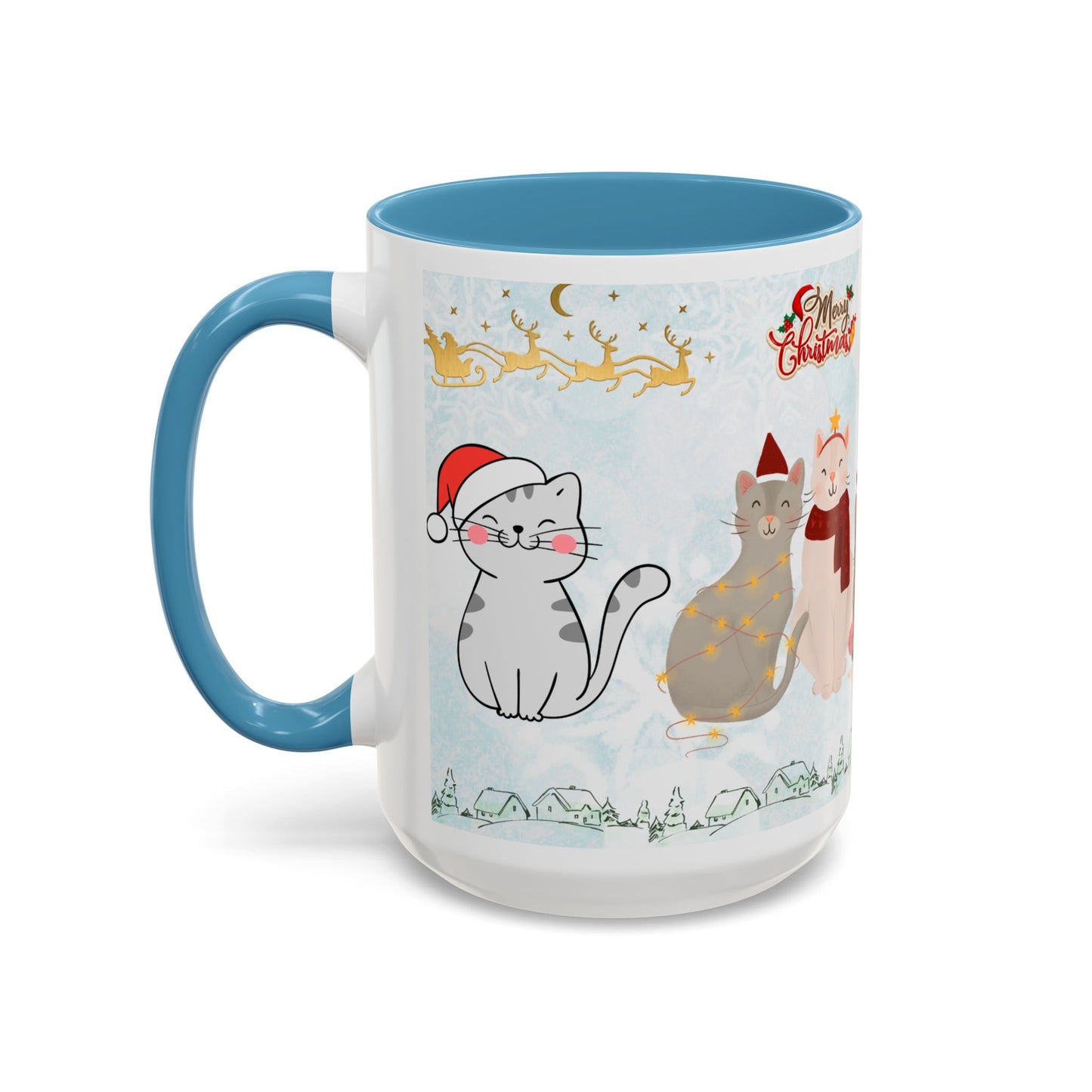 Merry Christmas, Cats - Accent Coffee Mug (11, 15oz)