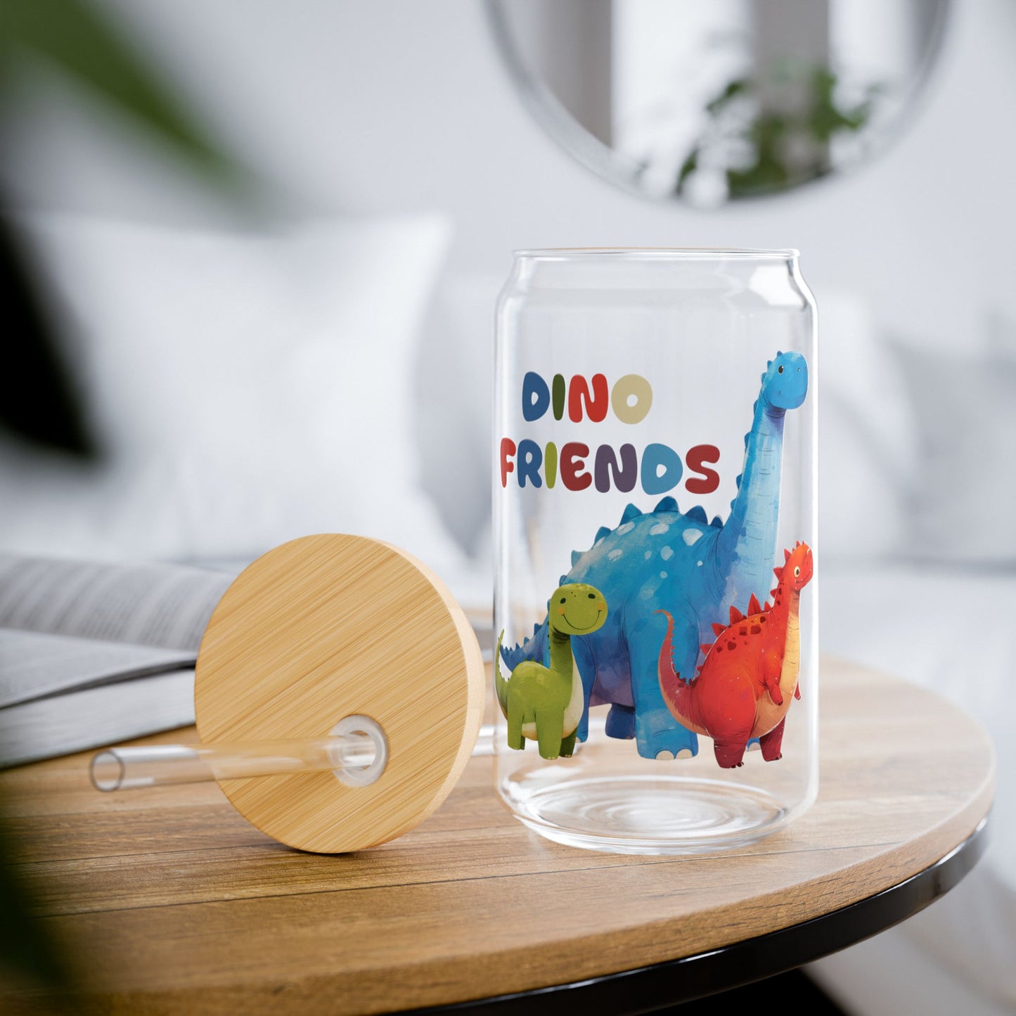 Dino Friends in Gobi,  Customizable - Sipper Glass, 16oz