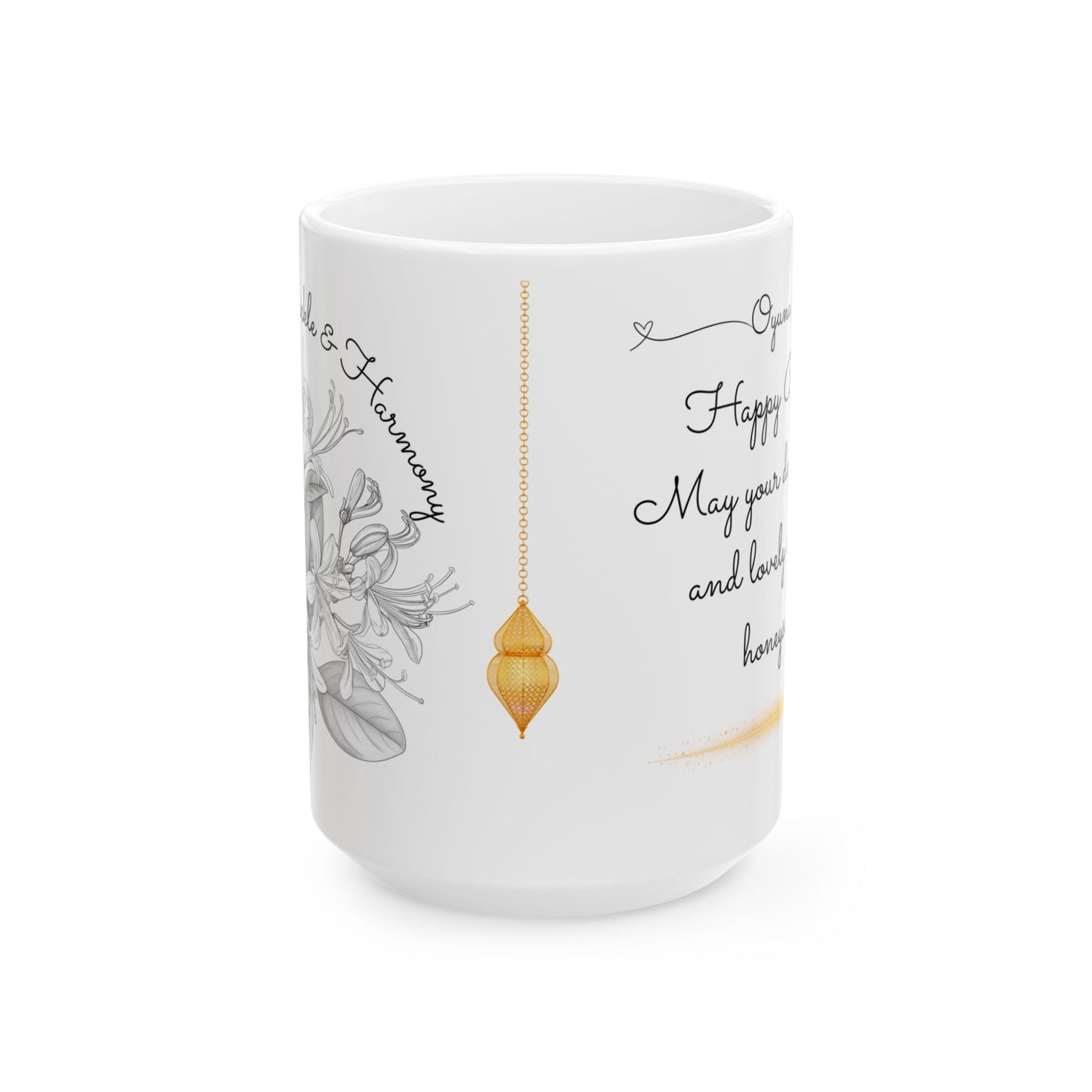 Happy Birthday, June, Honeysuckle, Customizable - Ceramic Mug, (11oz, 15oz) - 10446