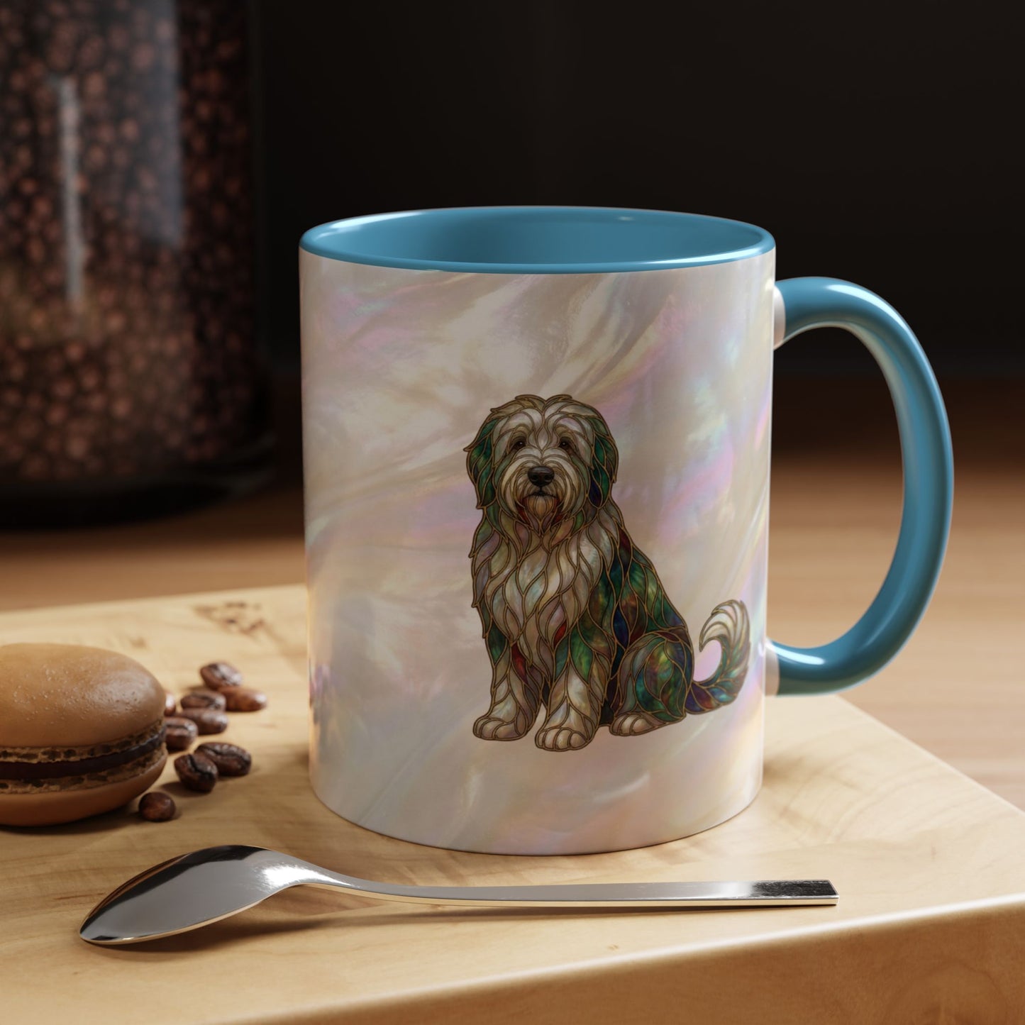 English Sheepdog Accent Coffee Mug -Stained Glass Style (11/15oz) - 14631