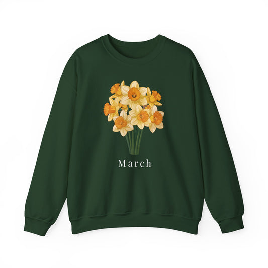 March Birth Flower Daffodil Bouquet Sweatshirt – Floral Birthday Gift Crewneck - 14823