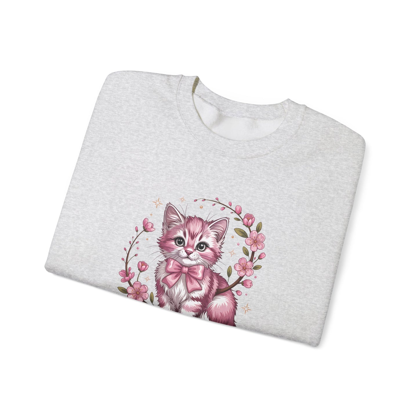 Cute Kitten Illustration Sweatshirt – Pastel Cat Art Crewneck, Cozy Gift for Cat Lovers - 14771