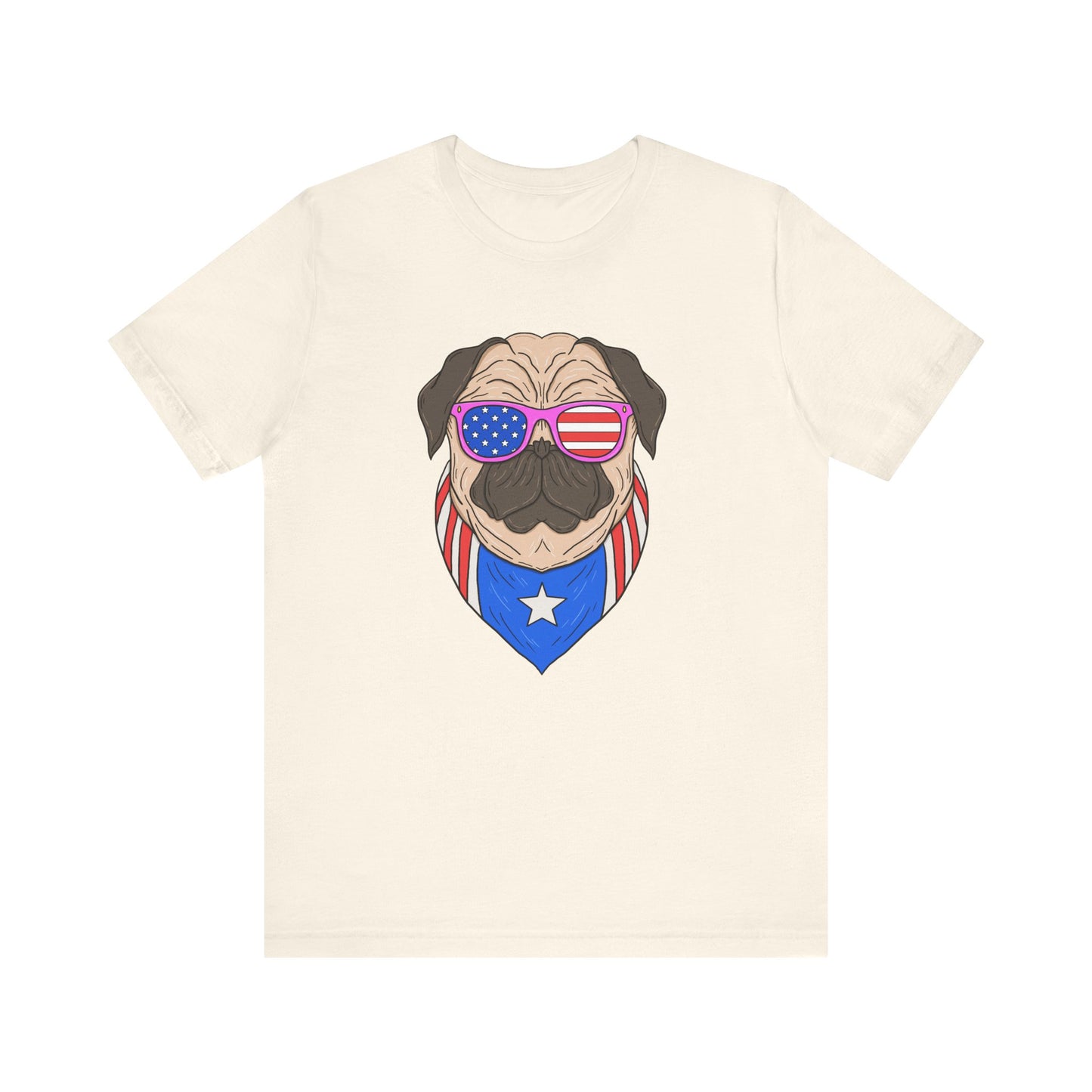 Patriotic Pug Tee, Independence Day T-Shirt, Dog Lovers Gift, Summer Casual Wear, Fun Family Outing Shirt - 13733